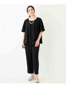 eur3 【大きいサイズ】【セットアップ】裾アシンメトリーセットアップ エウルキューブ ワンピース ワンピースその他 ブラック ネイビー【送料無料】