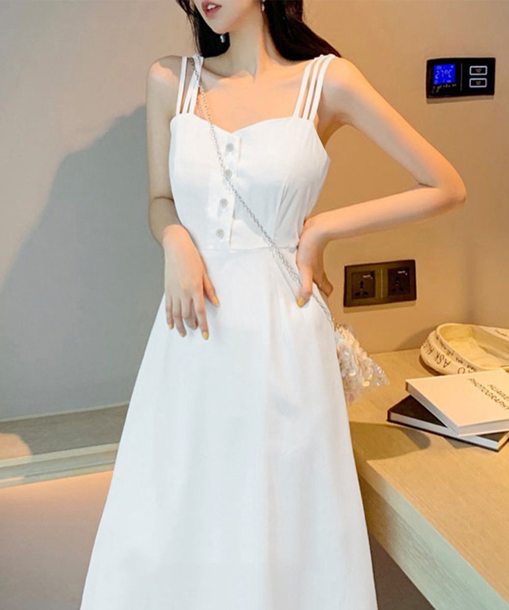 miniministore 韓国風 キャミワンピース レディース 夏 ミニミニストア ワンピース・ドレス ワンピース ブラック ホワイト