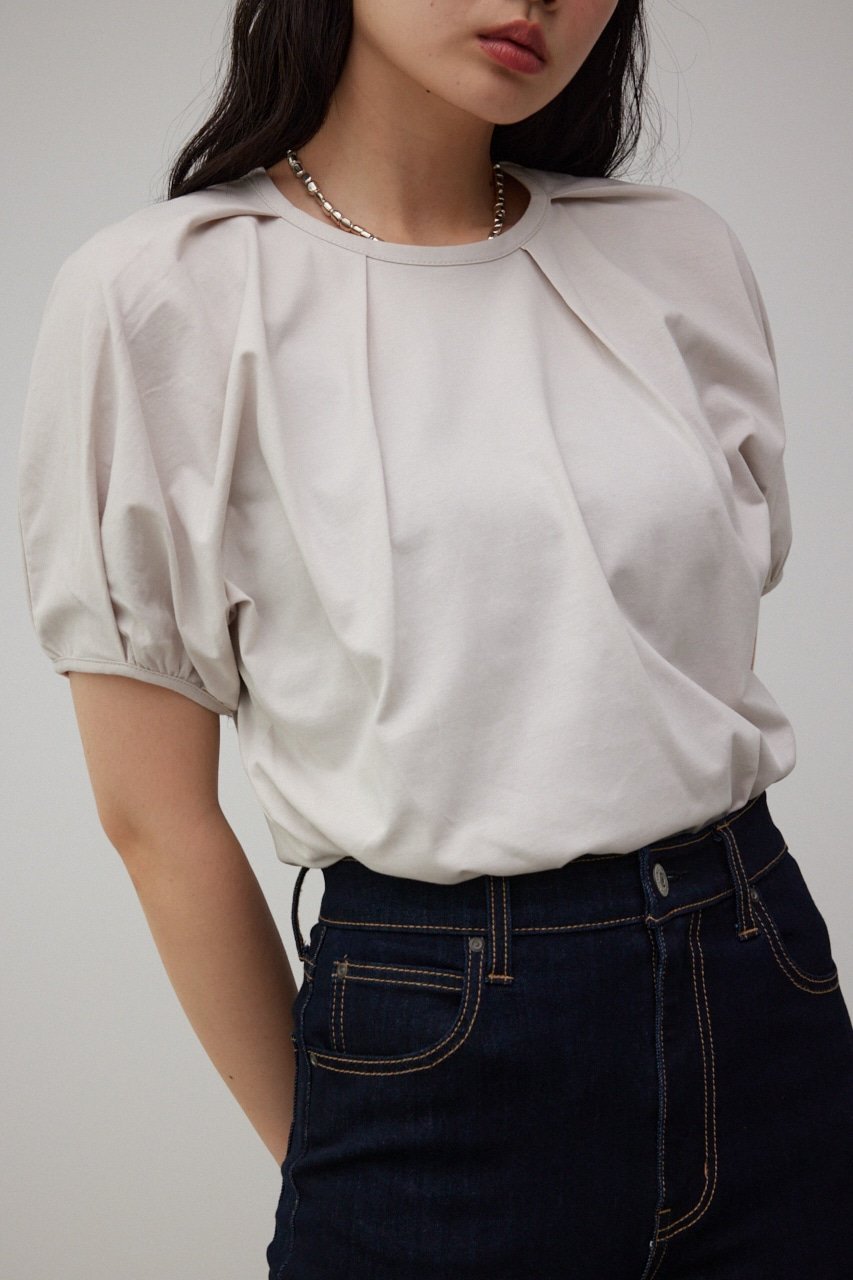 【SALE／50 OFF】AZUL BY MOUSSY TUCK VOLUME CUT TOPS アズールバイマウジー トップス カットソー Tシャツ ホワイト ブラック オレンジ