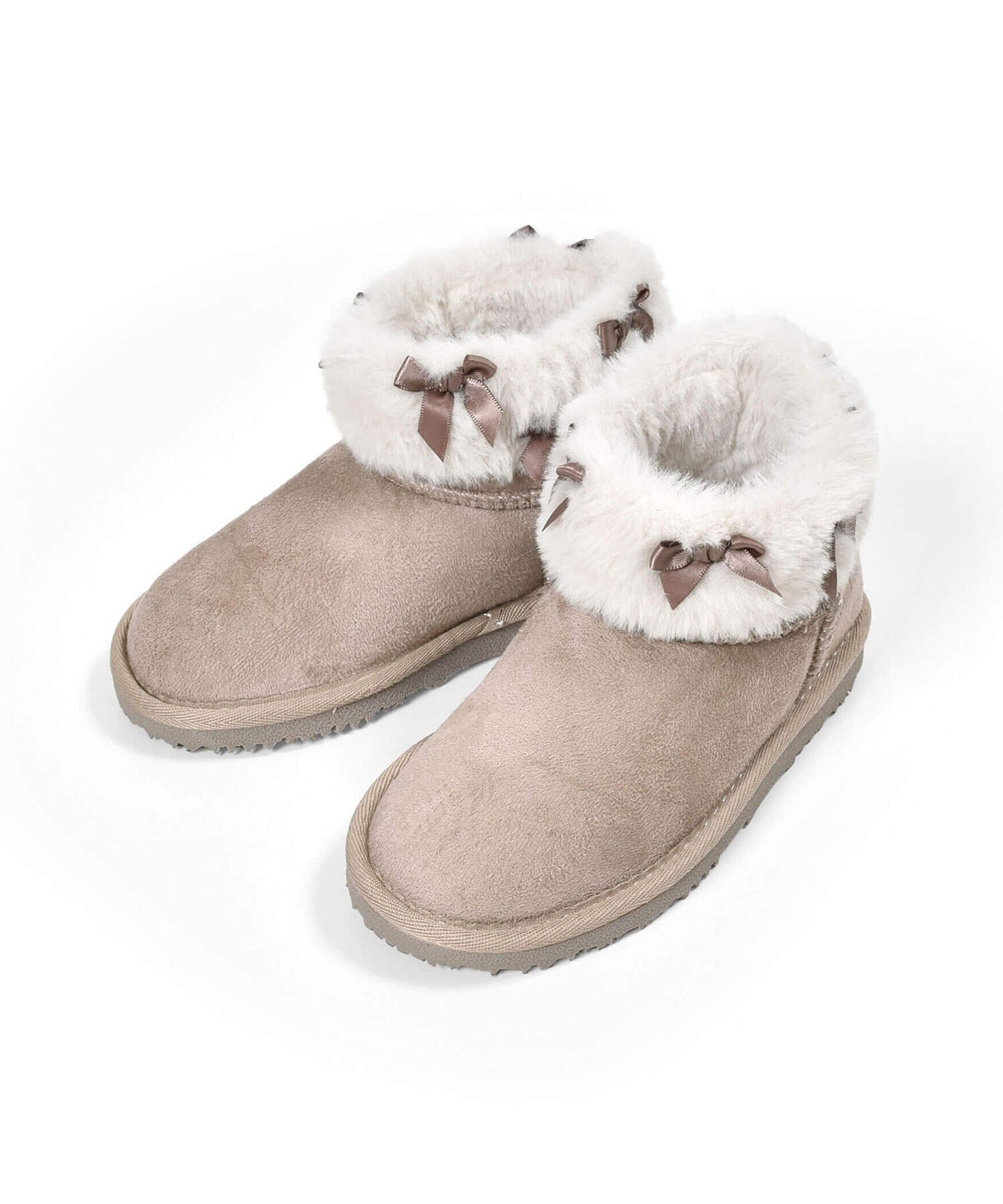 SLAP SLIP フワフワリボン付ムートンブーツ(14~18cm) ベベ オンライン ストア シューズ・靴 ブーツ ブラウン ピンクのサムネイル