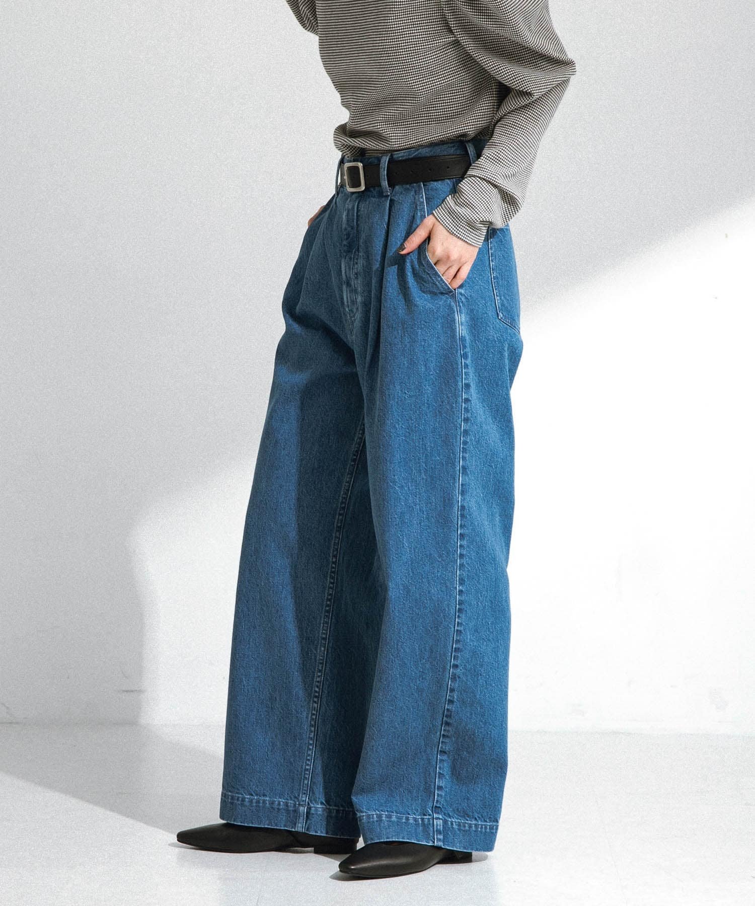 Short Pants - Sonny Label 『34サイズ/低身長向けも展開』タックデニム サニーレーベル パンツ ジーンズ・デニムパンツ ブルー【送料無料】