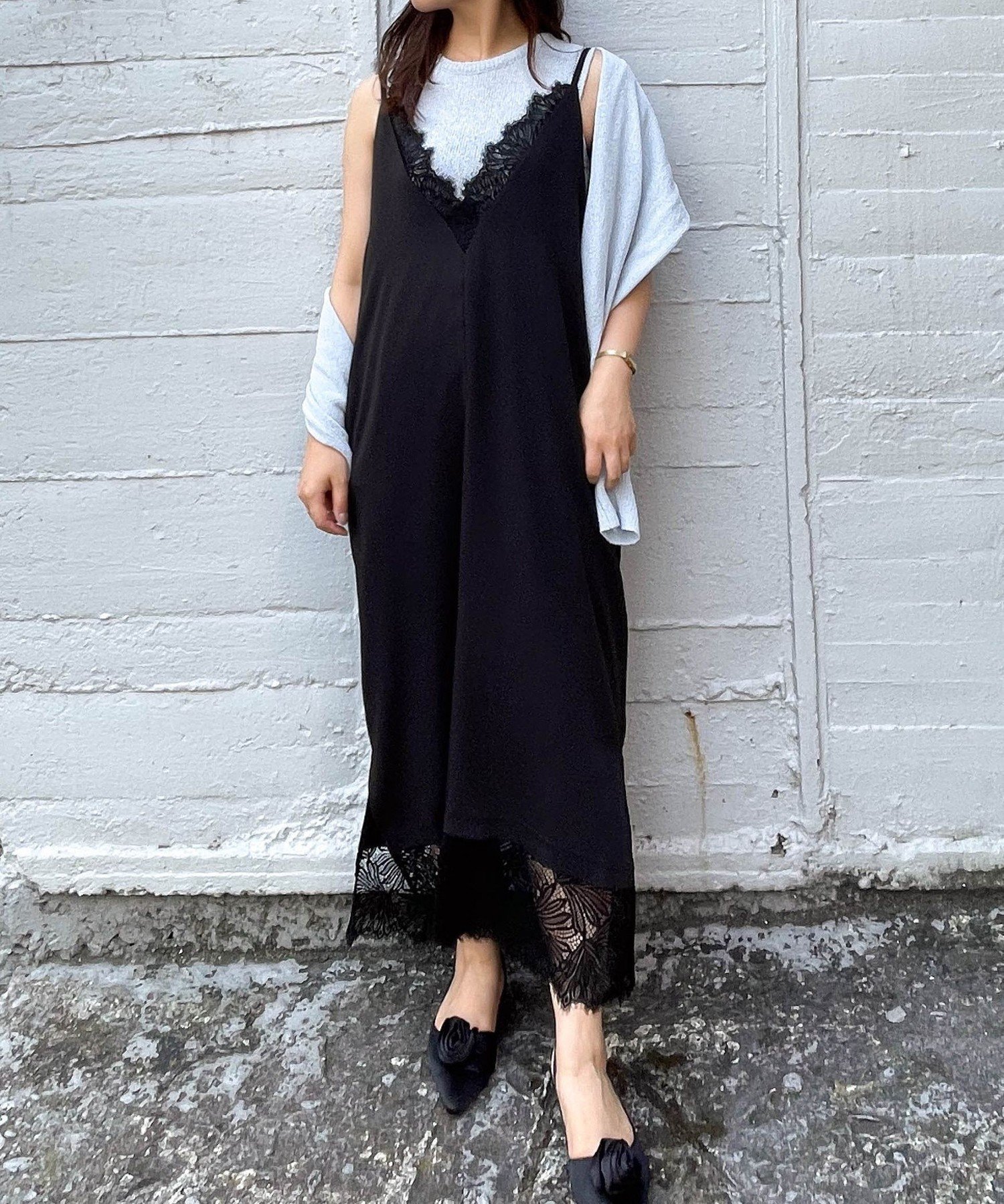 【SALE／50%OFF】ketty cherie レース前後2wayキャミワンピース≪洗濯機で洗える≫ ケティシェリー ワンピース・ドレス ワンピース ブラック ブラウン【送料無料】のサムネイル