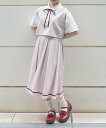 【SALE/7%OFF】axes femme レイヤード風ドッキングワンピース アクシーズファム ワンピース・ドレス ワンピース ベージュ【送料無料】