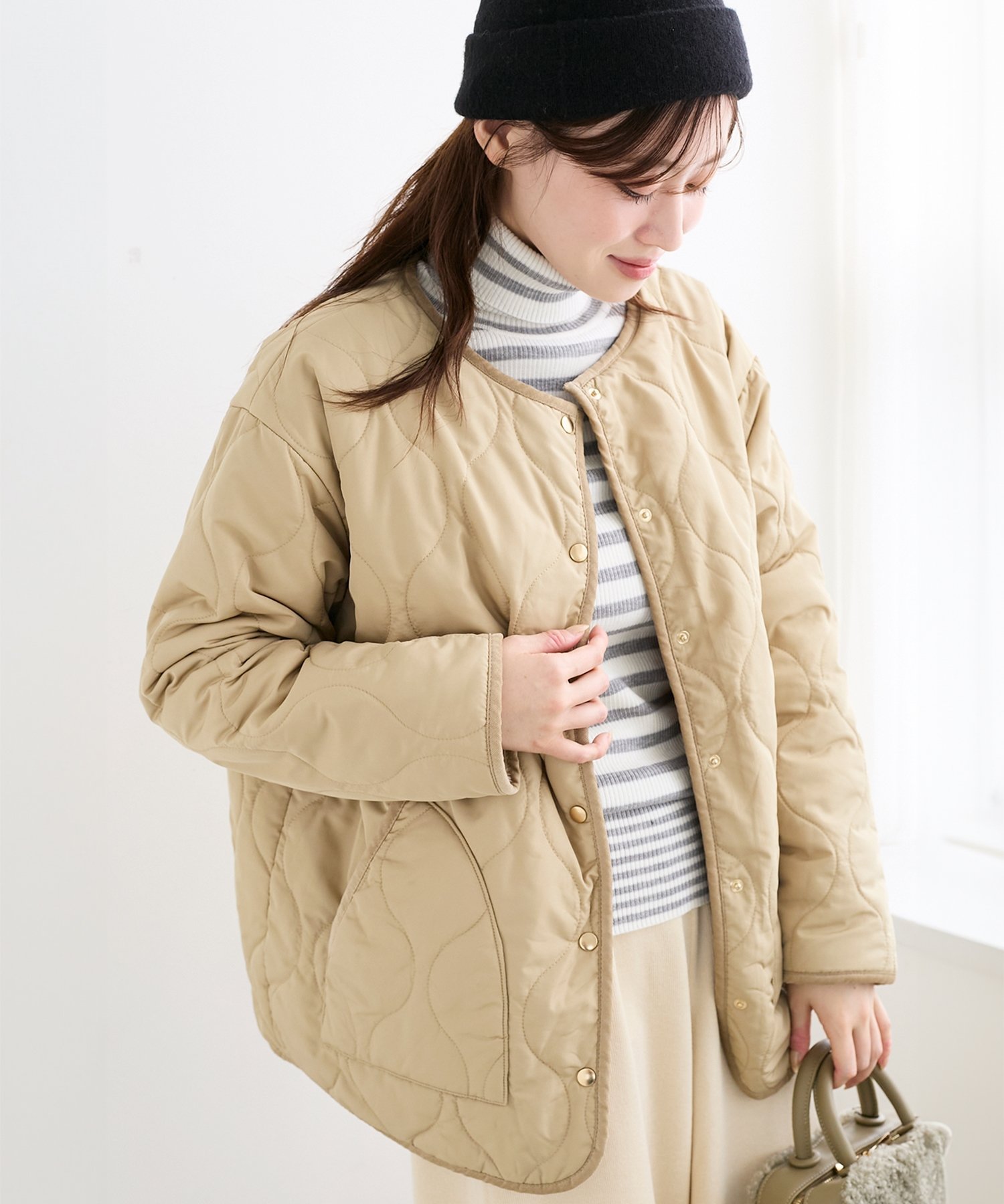 le.coeur blanc 《WEB・一部店舗限定》AL リバーシブルキルティングブルゾン ルクールブラン ジャケット・アウター ブルゾン・ジャンパー ベージュ ブラウン ブラック【送料無料】のサムネイル