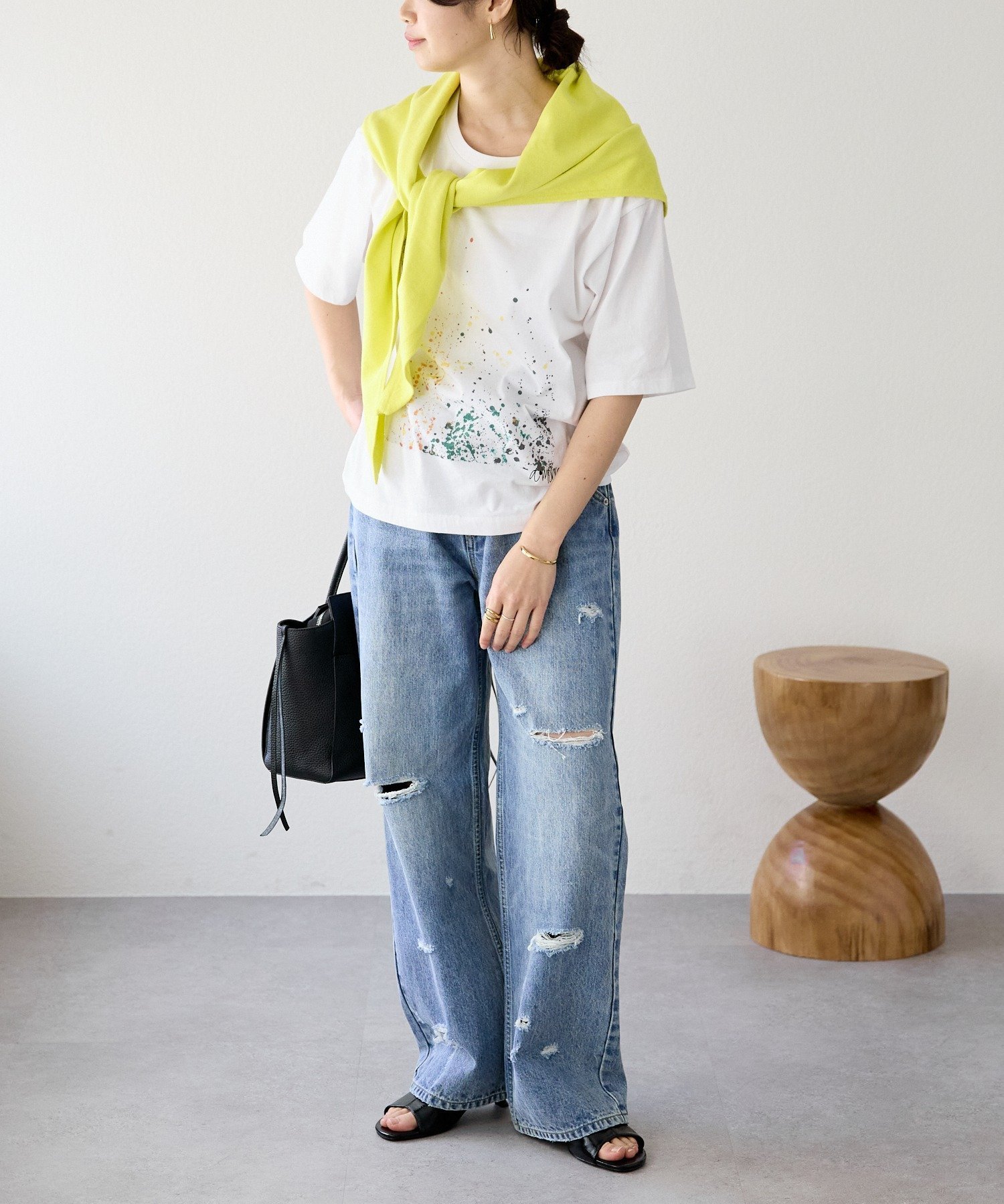 RIVE DROITE 【A・MONN】【オーバーサイズ】color dot Tee リヴドロワ トップス カットソー・Tシャツ ホワイト