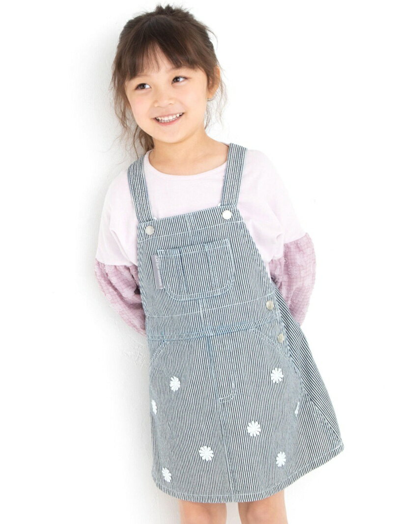 SLAP SLIP レース フラワー モチーフ デニム ヒッコリー ジャンバースカート (80~130cm) ベベ オンライン ストア ワンピース・ドレス シャツワンピース ネイビー【送料無料】のサムネイル