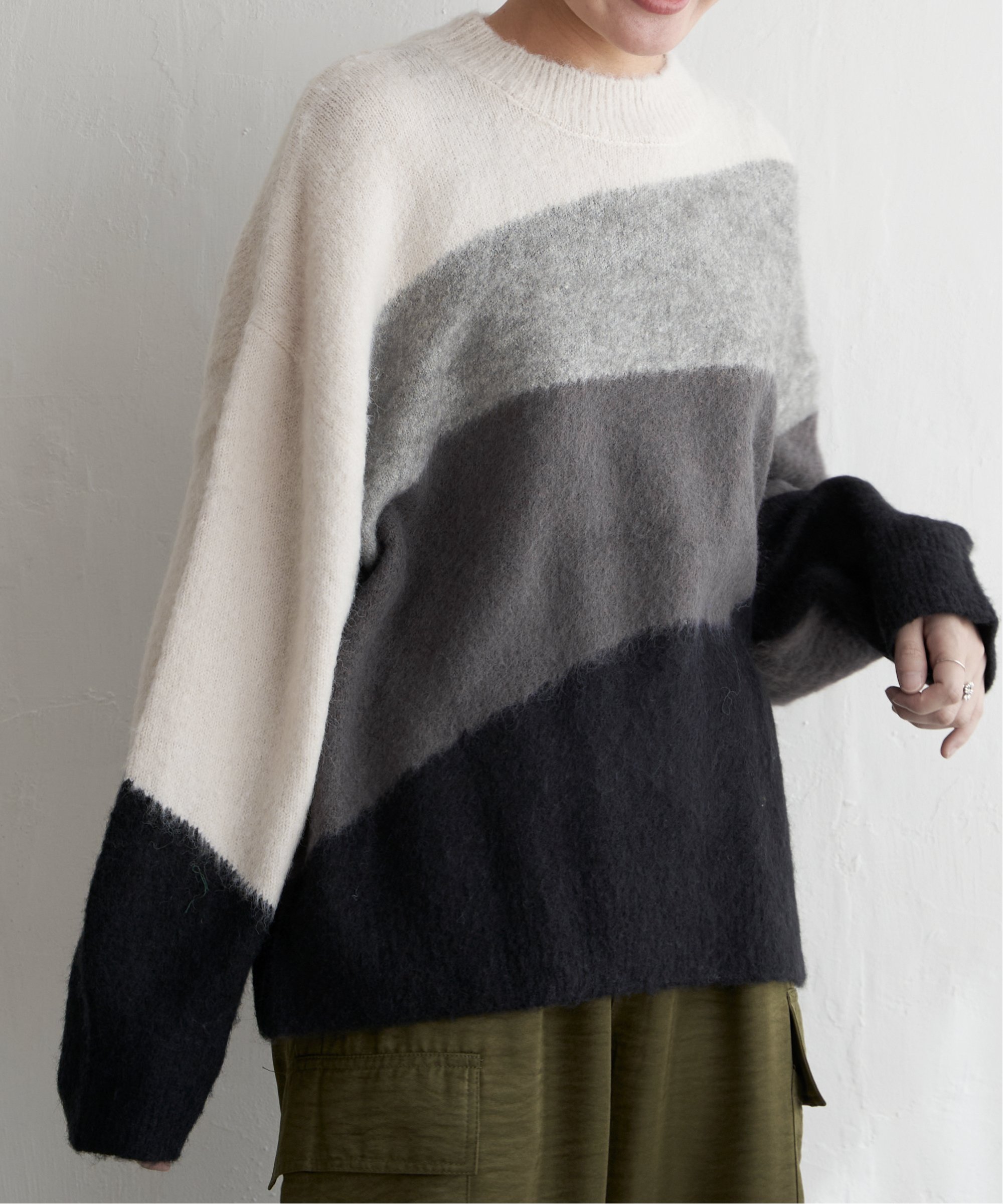 VENCE share style Ladys ウール混モヘアタッチプルオーバー ヴァンス エクスチェンジ トップス ニット ピンク ブラック ブルー