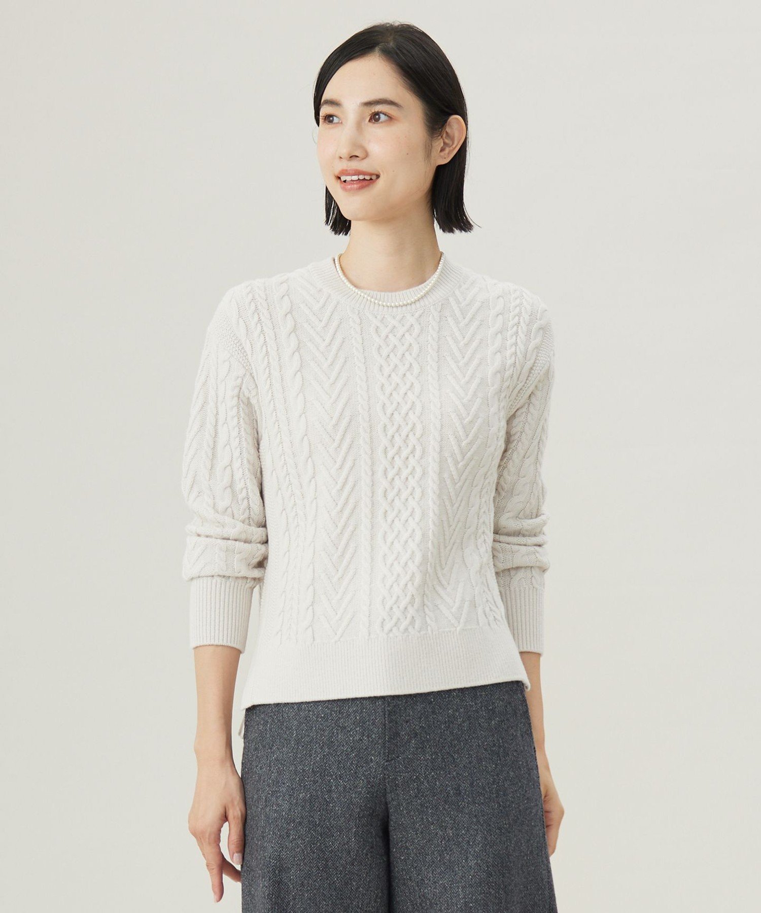 J.PRESS 【WEB限定カラーあり・洗える】EIGER CORD ALAN クルーネックプルオーバー ニット ジェイプレス トップス ニット グレー ホワイト ベージュ イエロー