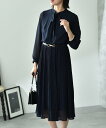 【SALE/60%OFF】INTERPLANET シフォンジョーゼットワンピース インタープラネット ワンピース・ドレス ワンピース ネイビー ブラック グレー...