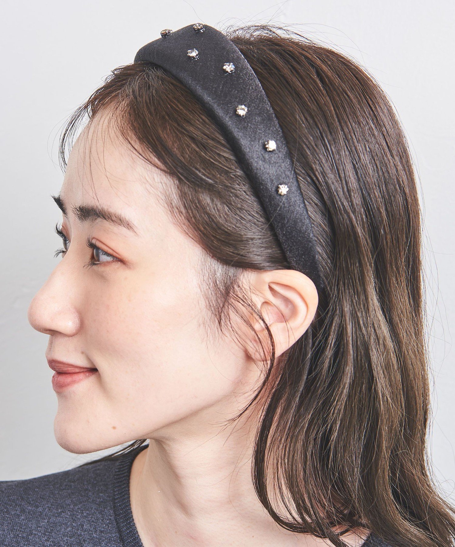 【SALE／50%OFF】UNITED ARROWS ブラックビジュー ヘッドバンド ユナイテッドアローズ アウトレット ヘアアクセサリー カチューシャ・ヘアバンド ブラック【送料無料】