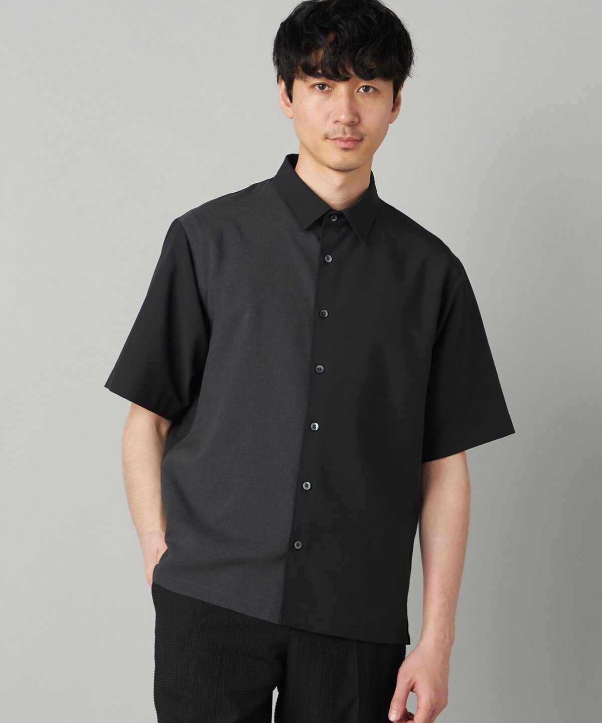 【SALE／30%OFF】COMME CA MEN Reflax(R)リネンライク カラーブロッキング 半袖シャツ コムサメン トップス シャツ・ブラウス ブルー ブラック ベージュ【送料無料】