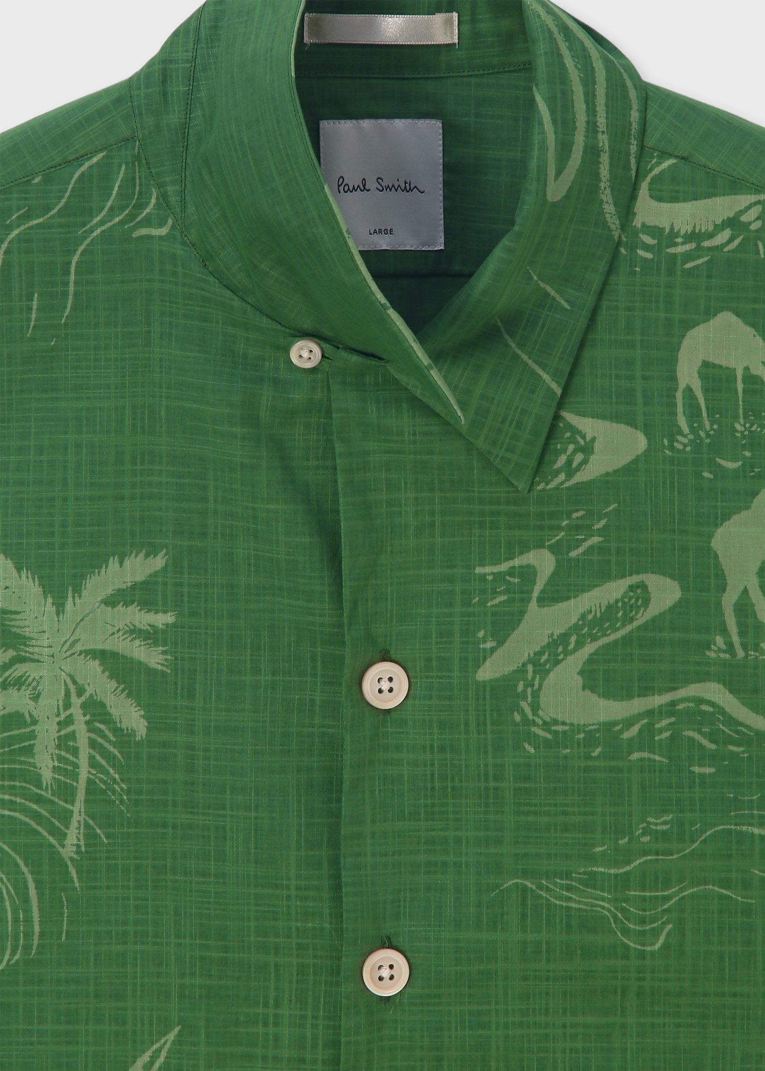 "Travels Toile" オープンカラーシャツ ポール・スミス トップス シャツ・ブラウス グリーン ベージュ