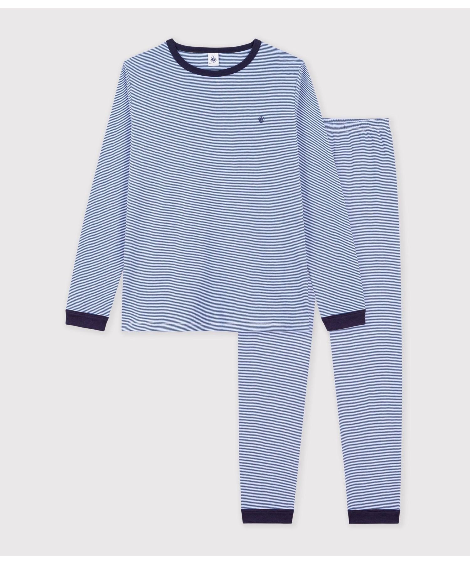 PETIT BATEAU ミラレ長袖パジャマ プチバトー インナー・ルームウェア パジャマ ホワイト【送料無料】