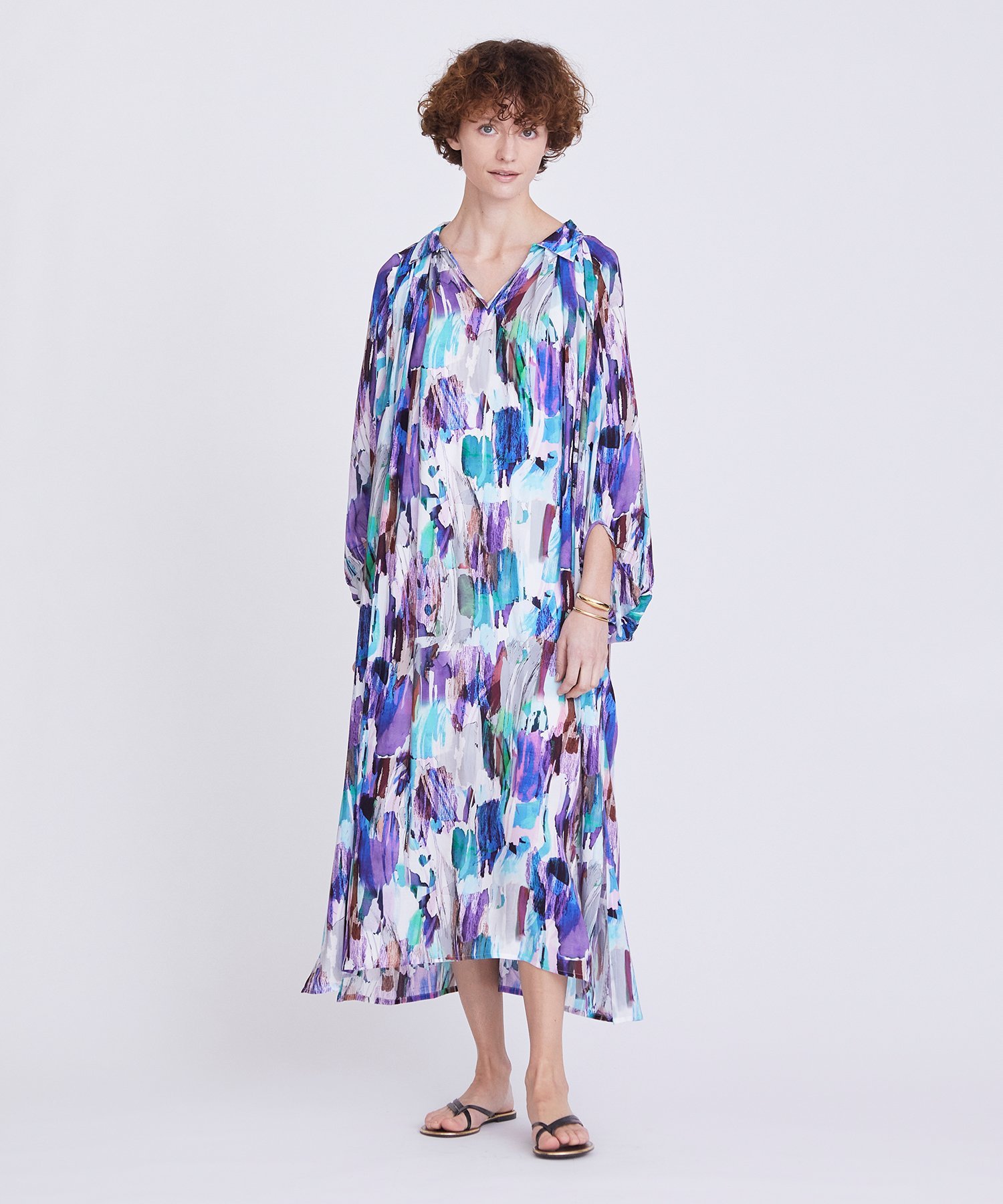 【SALE／30%OFF】HOUSE OF LOTUS ウォータープリントマキシワンピース ハウス オブ ロータス ワンピース・ドレス その他のワンピース・ドレス パープル イエロー【送料無料】のサムネイル