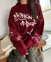 【SALE/33%OFF】WEGO LADY'S フラッフィーグラフィックBIGニットプルオーバー ウィゴー トップス ニット ブラック グレー ホワイト レッ...
