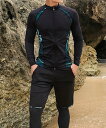 aimoha MENS aimoha MENS/メンズラッシュガード+ハーフパンツセット アイモハ 水着・スイムグッズ 水着 ブラック【送料無料】