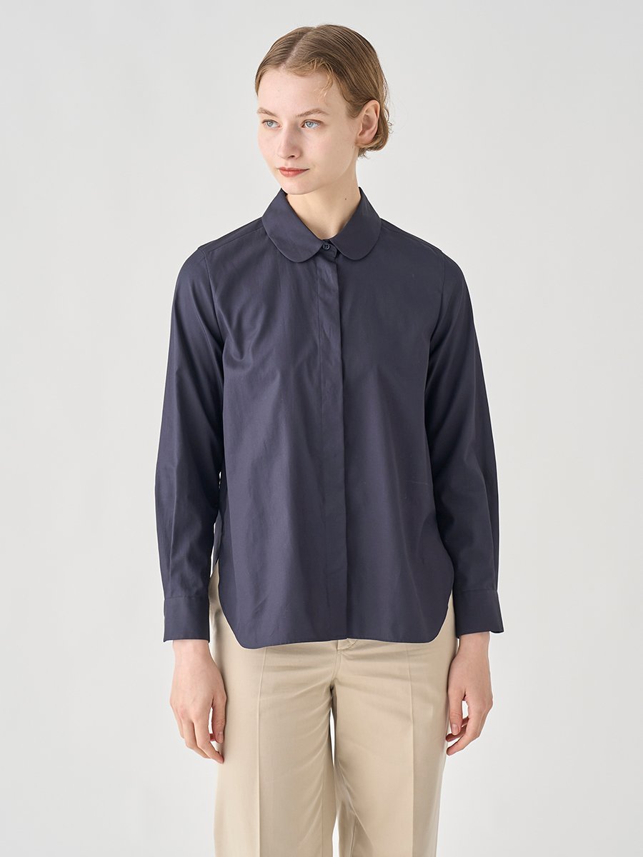 JOHN SMEDLEY コットンラウンドカラーブラウス｜FB108 ジョンスメドレー トップス シ ...