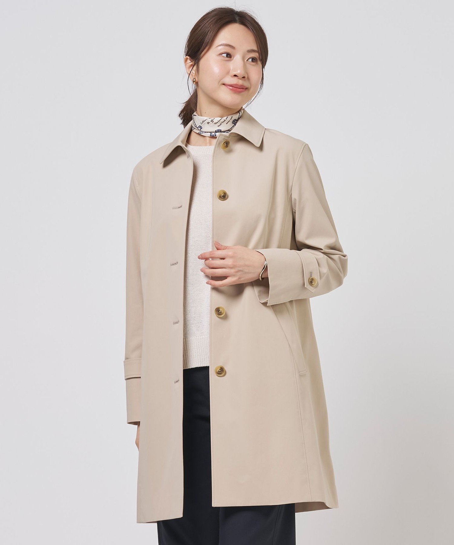 J.PRESS 【春のマストアイテム】ドライストレッチ ロング ステンカラー コート ジェイプレス ジャケット・アウター ステンカラーコート ベージュ ネイビー