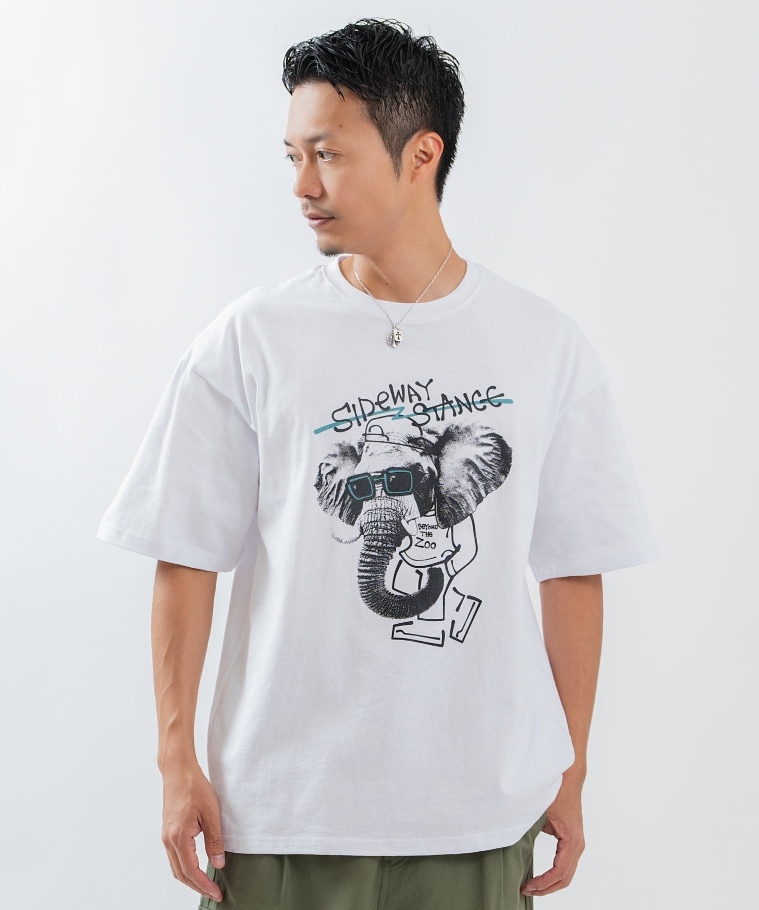SIDEWAY STANCE SIDEWAY STANCE サイドウェイスタンス ストリートエレファント 半袖Tシャツ インプローブス トップス カットソー・Tシャツ ブラック ホワイト