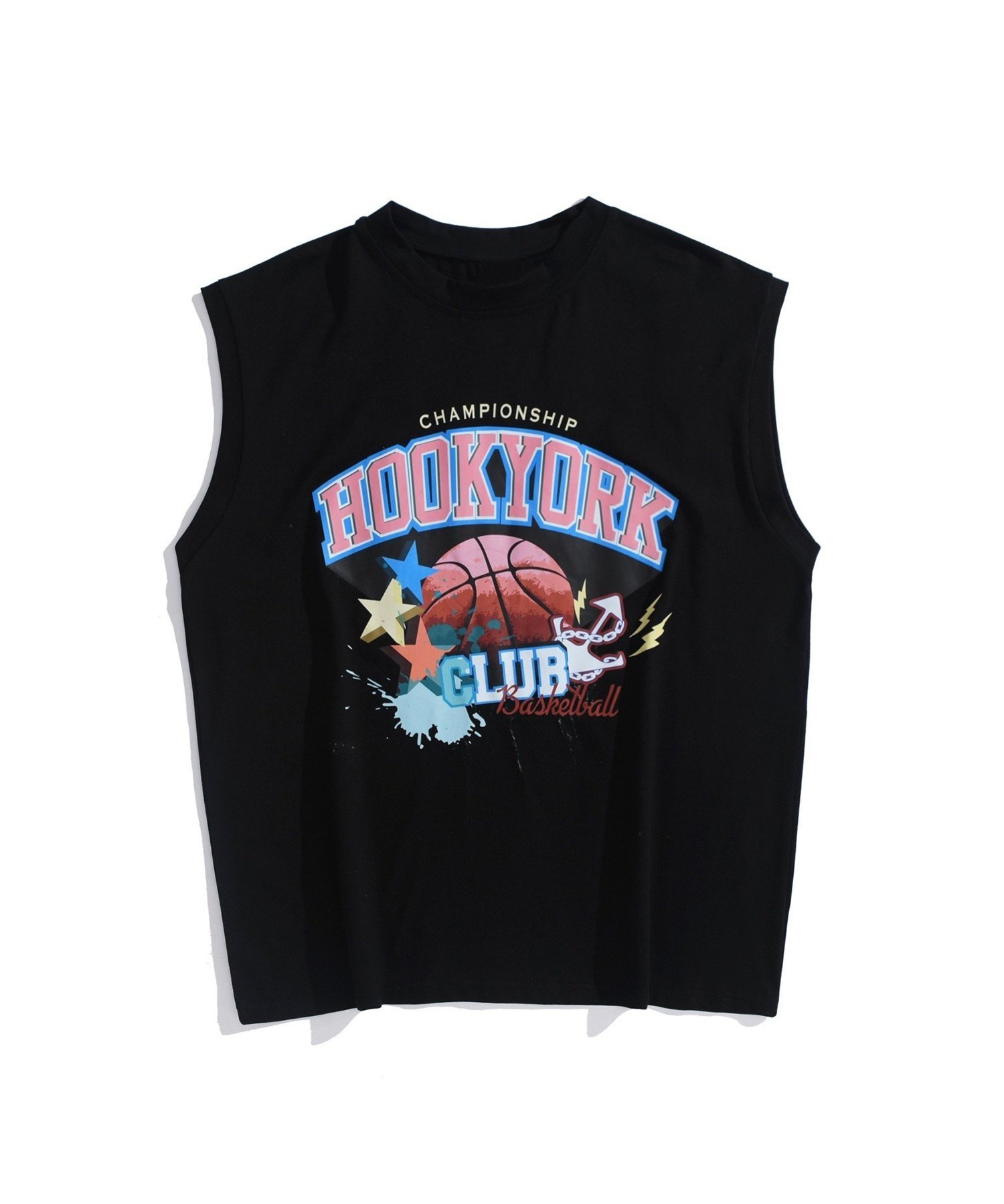 HOOK HOOK/(U)【HOOK -original-】アメカジバスケットボールプリント ノースリーブ Tシャツ アイモハ トップス カットソー・Tシャツ ベージュ ブラック