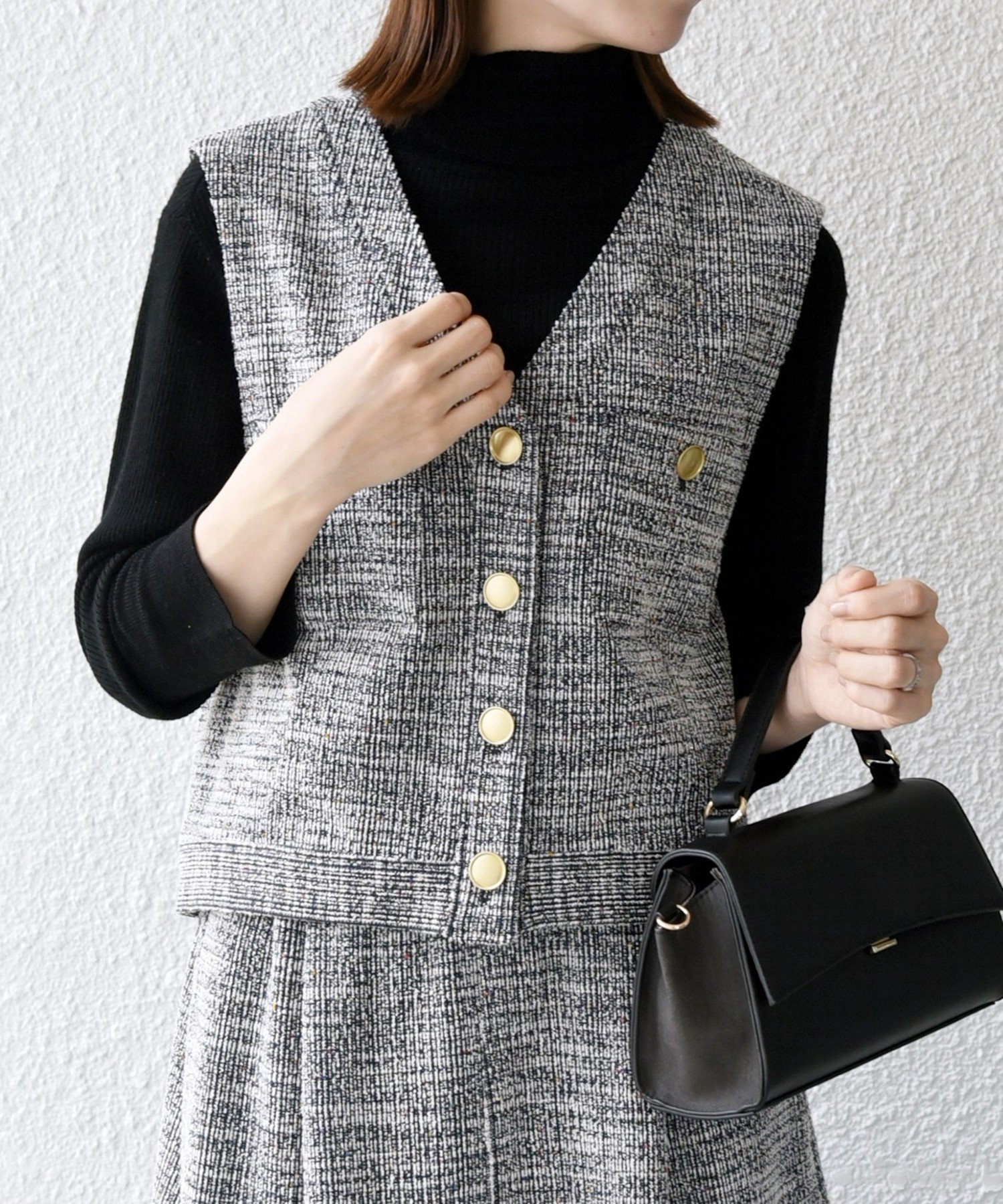 【SALE／30%OFF】SHIPS any SHIPS any:＜手洗い可能＞シャイン ツイード コンパクト ベスト シップス トップス ベスト・ジレ ホワイト ネイビー【送料無料】のサムネイル