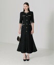 【SALE/5%OFF】Leja Leja/ラメ混ツイードパール釦スパンコール刺繍ドレス レジャ ワンピース・ドレス ドレス ブラック【送料無料】