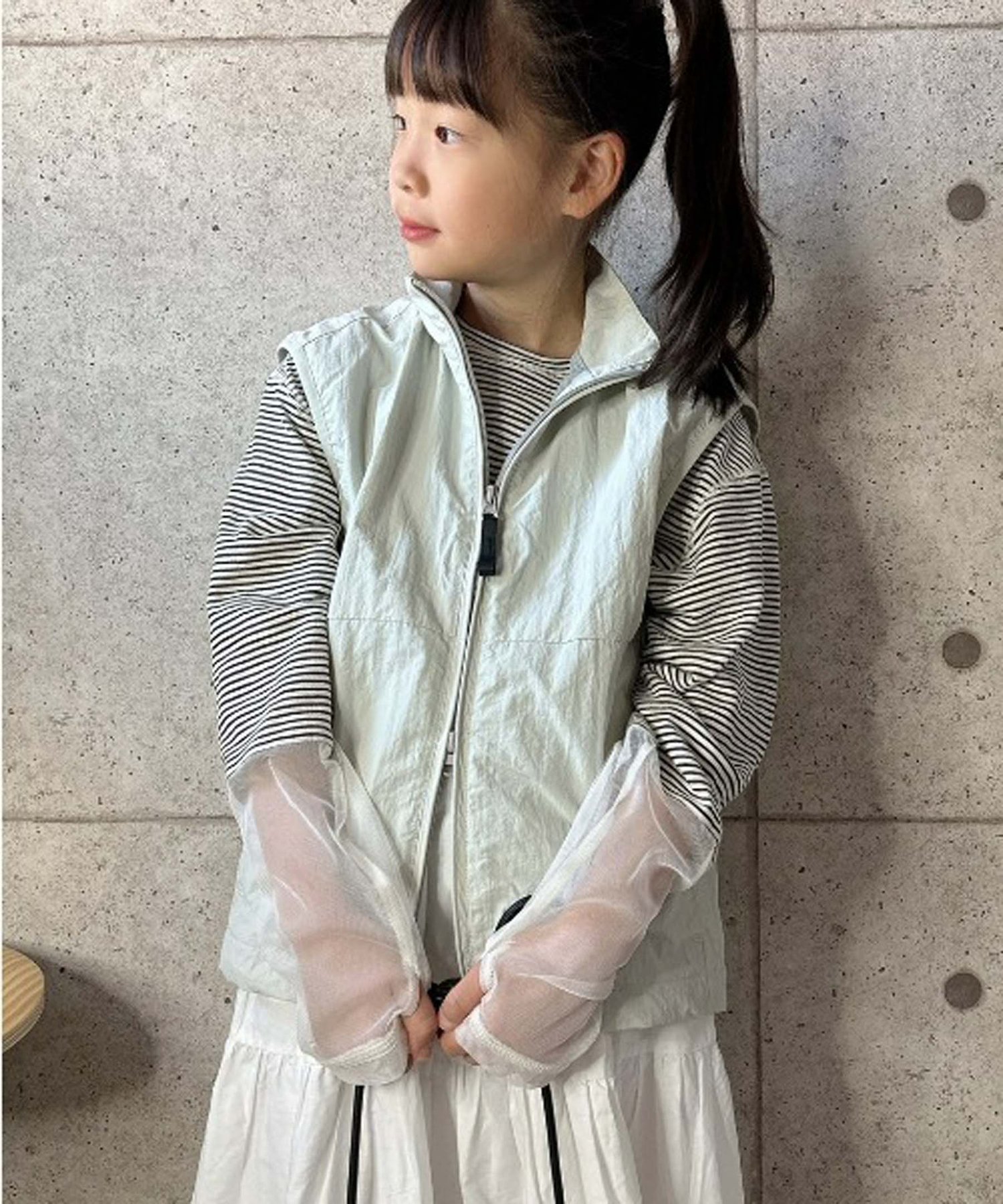 【SALE／35%OFF】CIAOPANIC TYPY 【WEB限定】【KIDS】ドロストナイロンベスト チャオパニックティピー トップス ベスト・ジレ ホワイト ブラック 1