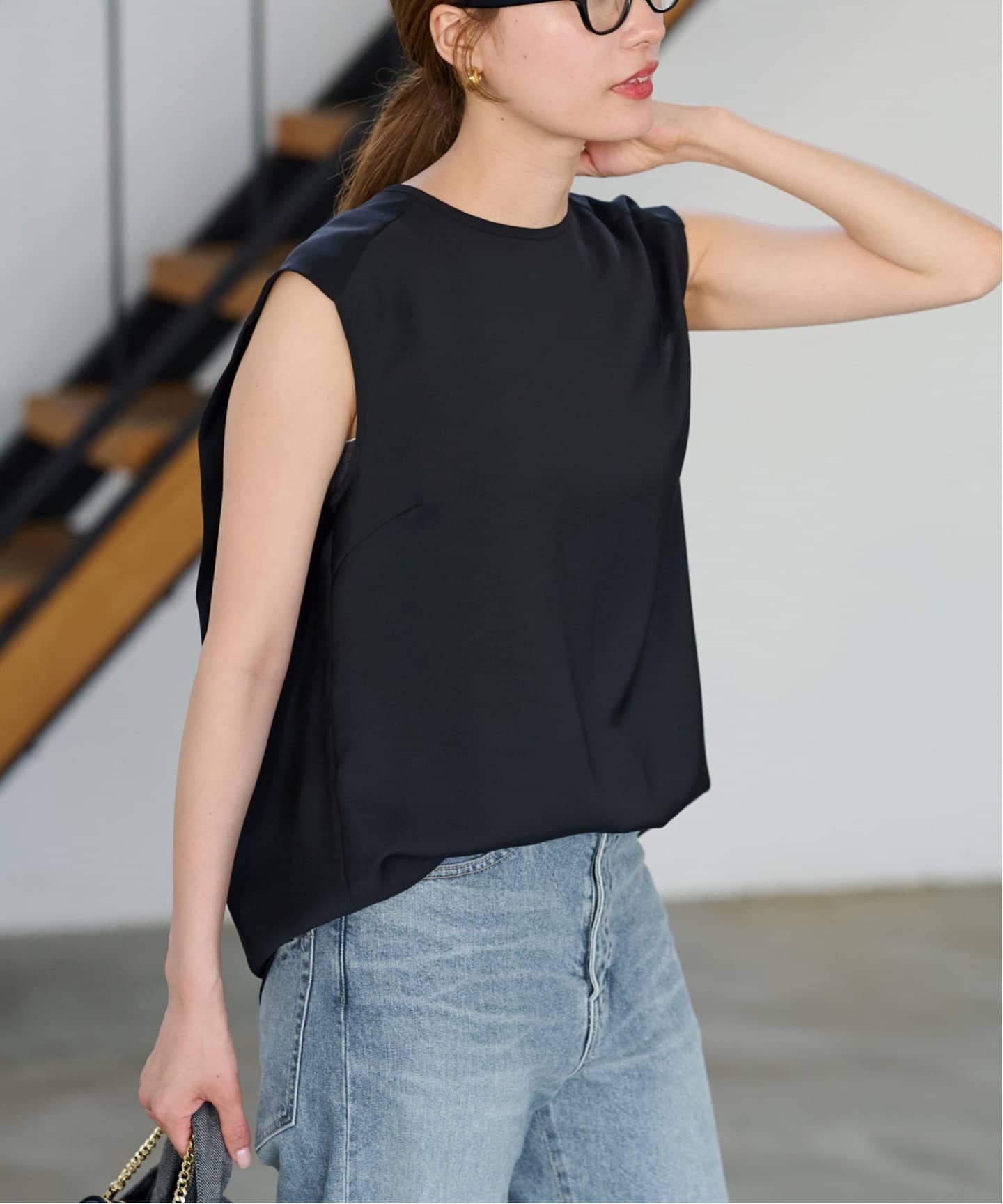 【SALE／30%OFF】FRAMeWORK UVカットタックブラウス フレームワーク トップス シャツ・ブラウス ブラック ブラウン【送料無料】のサムネイル