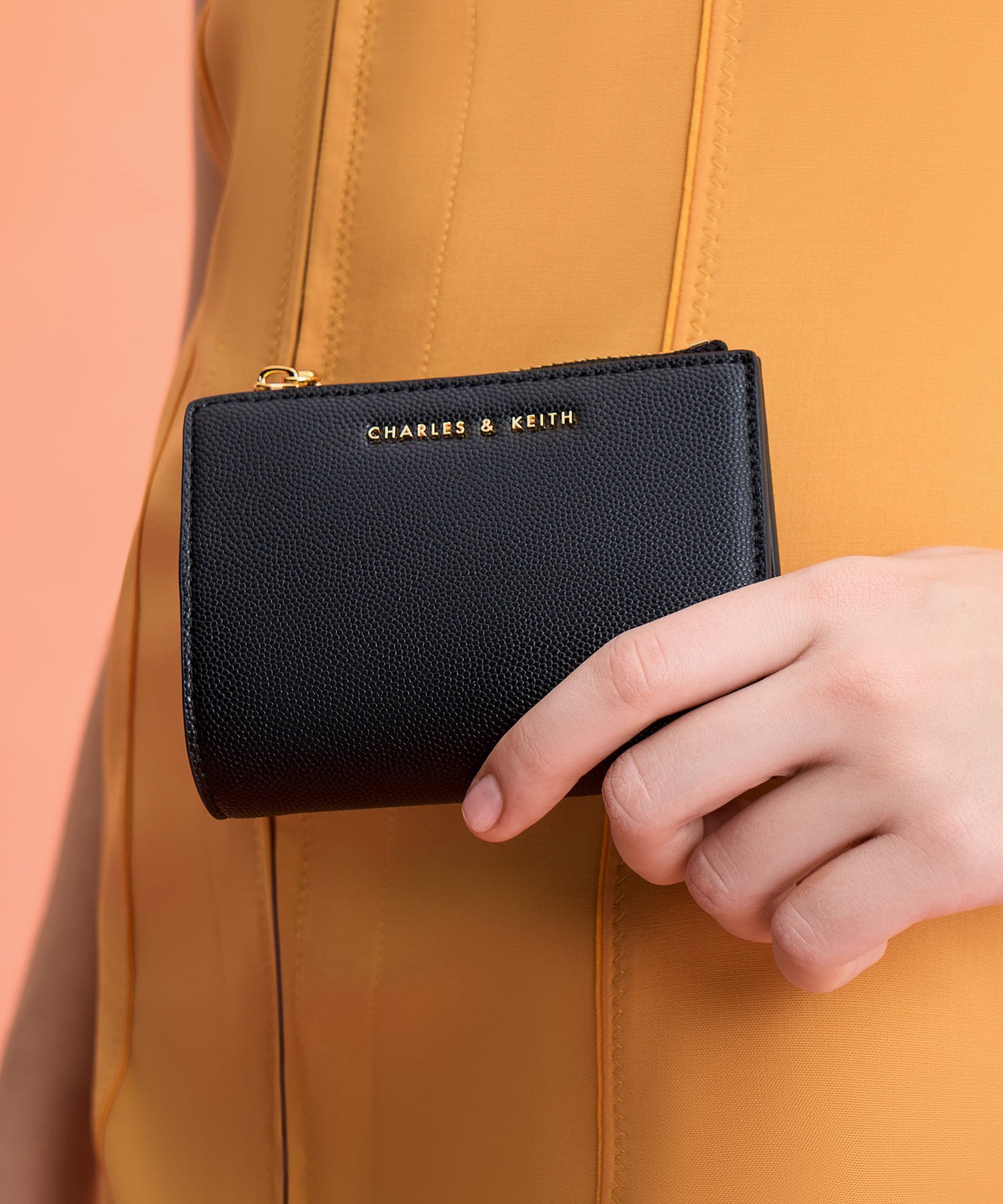 Harmonee ハーモニー トップジップスモールウォレット チャールズアンドキース 財布・ポーチ・ケース 財布 ベージュ ブラック