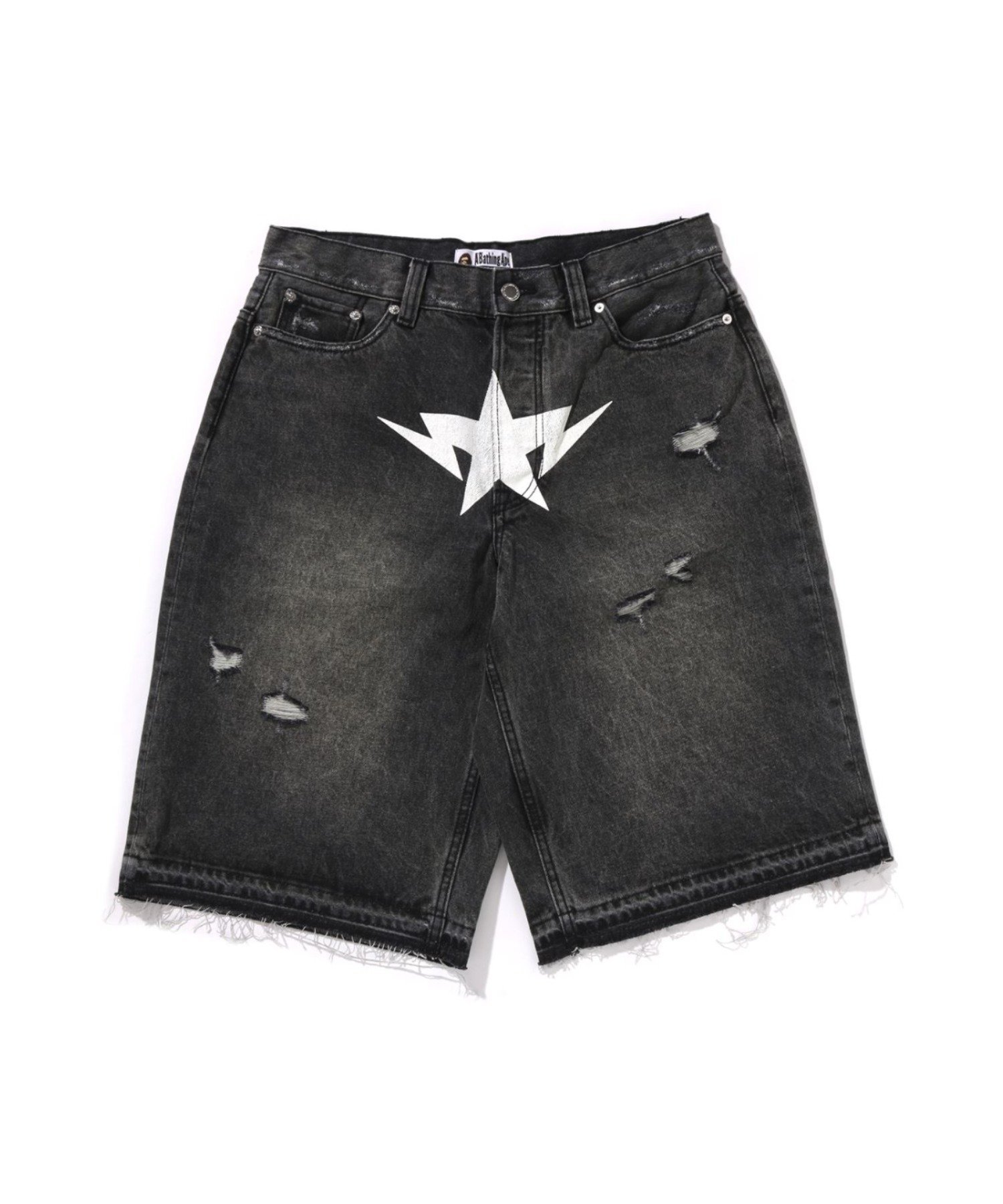 A BATHING APE DESTROYED STA RELAXED FIT 13OZ DEMIN SHORTS ア ベイシング エイプ パンツ ジーンズ・デニムパンツ ブルー ブラック【送料無料】