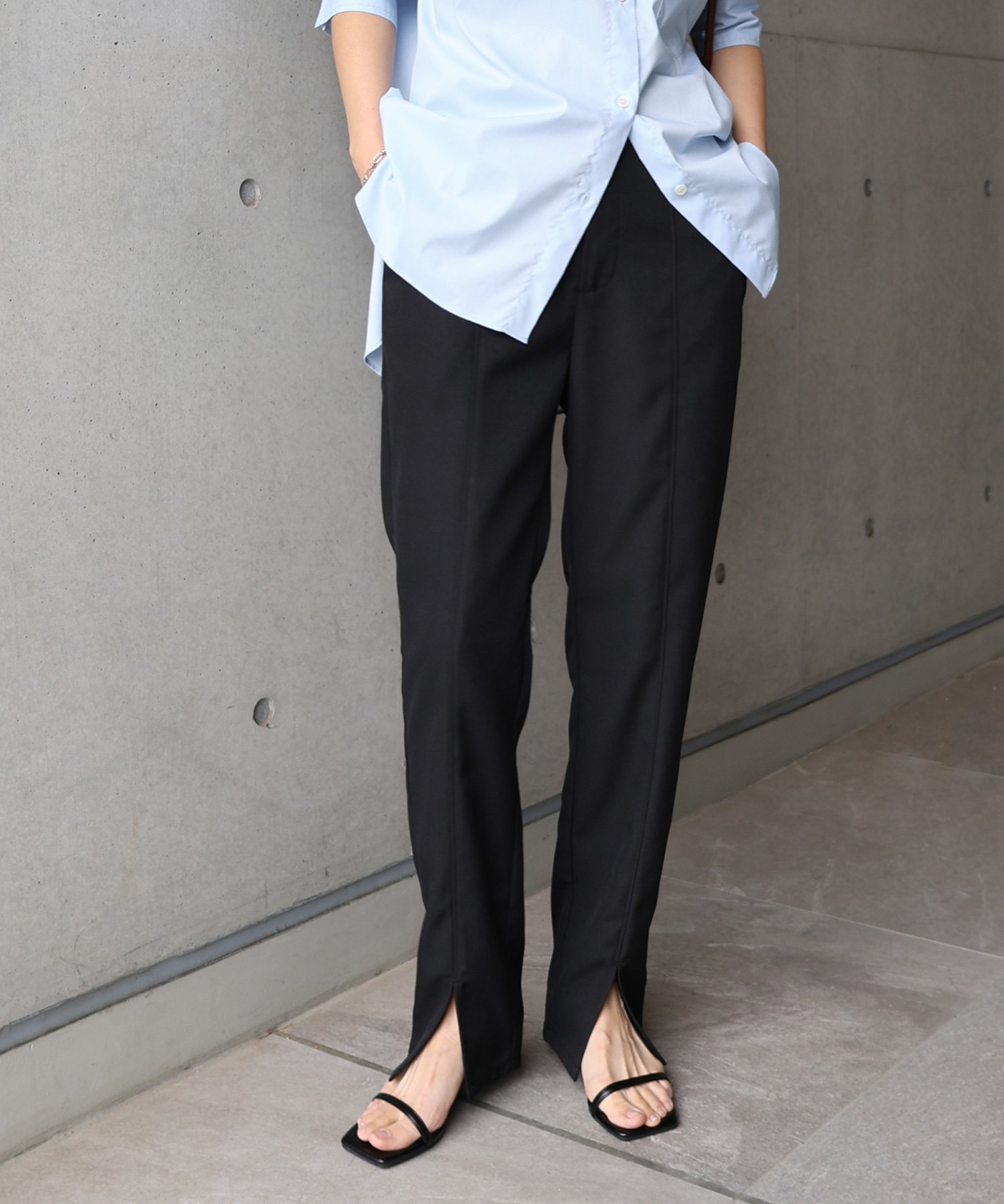 evernavy スリット ストレート パンツ evernavy エバーネイビー アンドミー パンツ その他のパンツ グレー ブラック【送料無料】のサムネイル