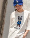 YEVS 【Bowdept】ワルドッグ刺しゅうTシャツ【ユニセックス】 イーブス トップス カットソー・Tシャツ ブラック ホワイト【送料無料】