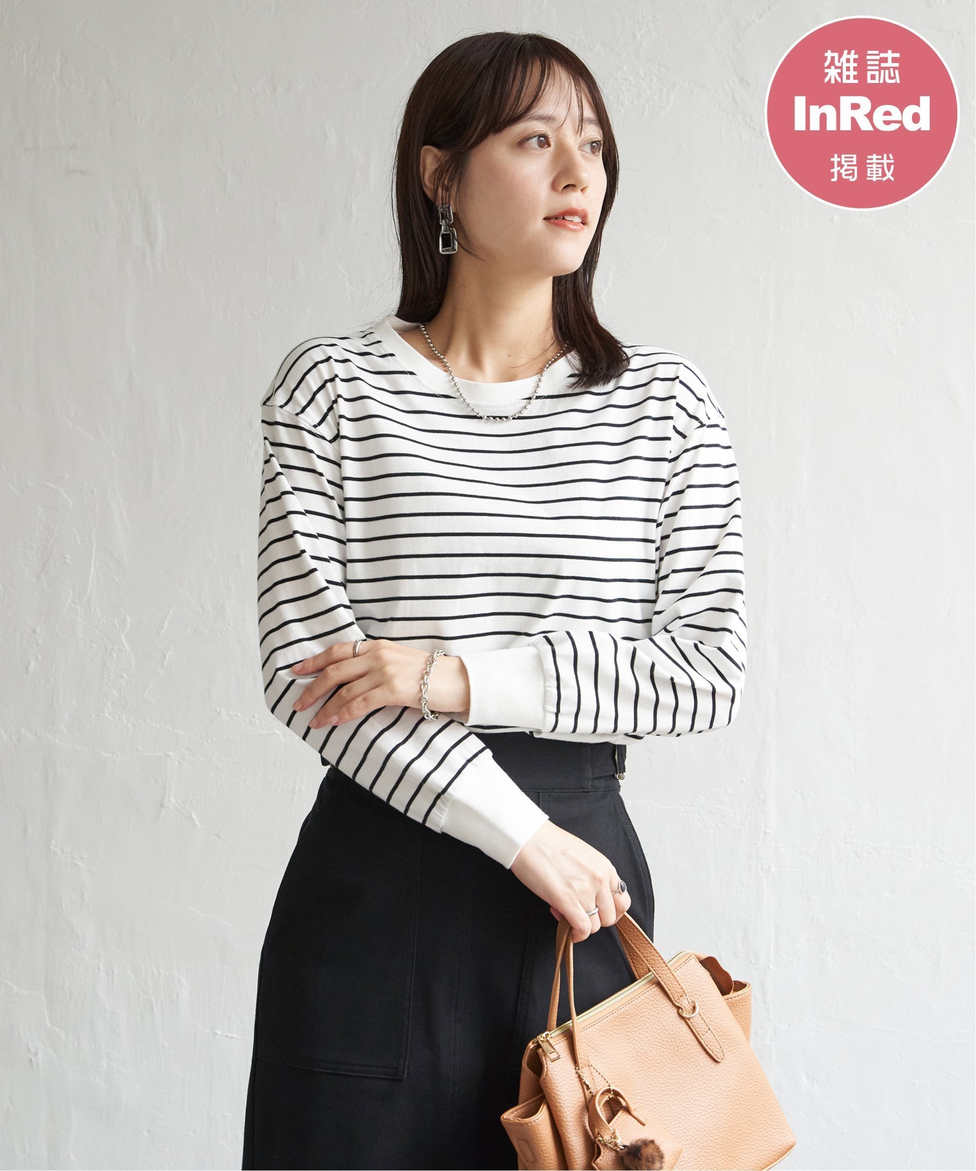 ikka 【雑誌InRed12月号掲載】コットンUSA裾ラウンドロンT イッカ トップス カットソー・Tシャツ ホワ..