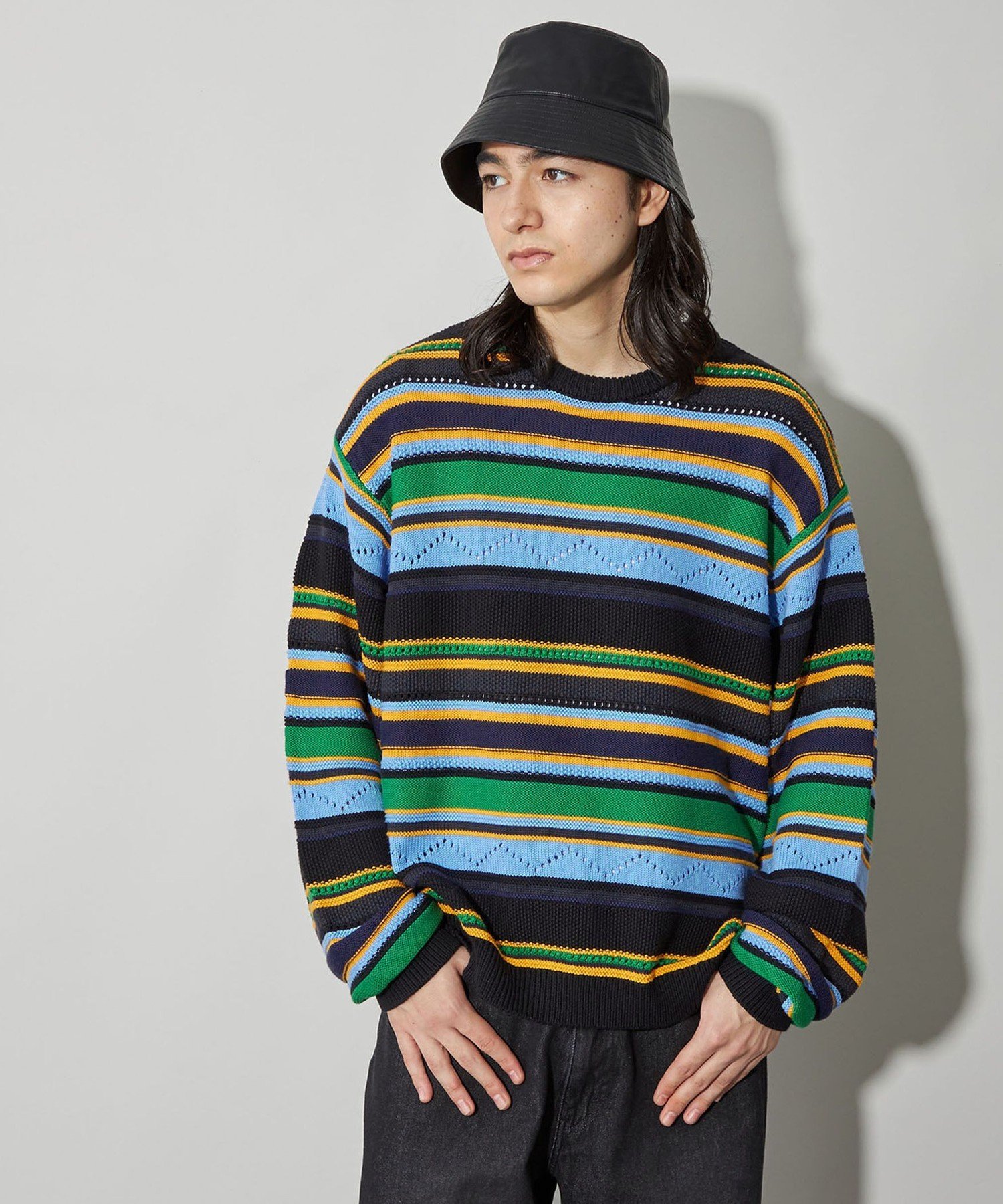 【SALE／40%OFF】CITEN ＜CITEN＞スカシアミボーダーニット ユナイテッドアローズ アウトレット トップス ニット ネイビー ブラック【送料無料】