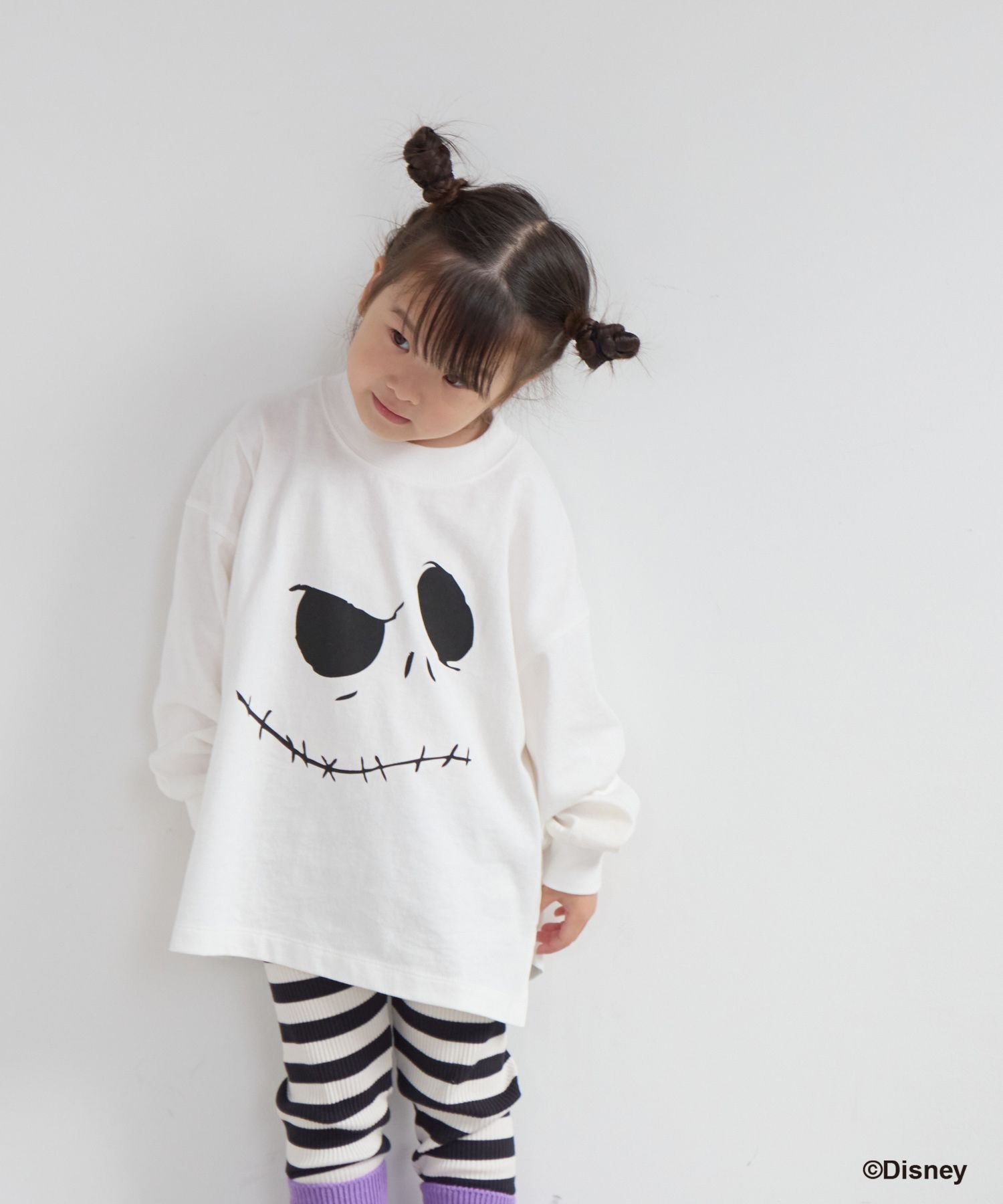 【SALE/20%OFF】LOWRYS FARM ナイトメアー・ビフォア・クリスマス/ロンTLS ローリーズファーム トップス カットソー・Tシャツ ホワイト ブラック