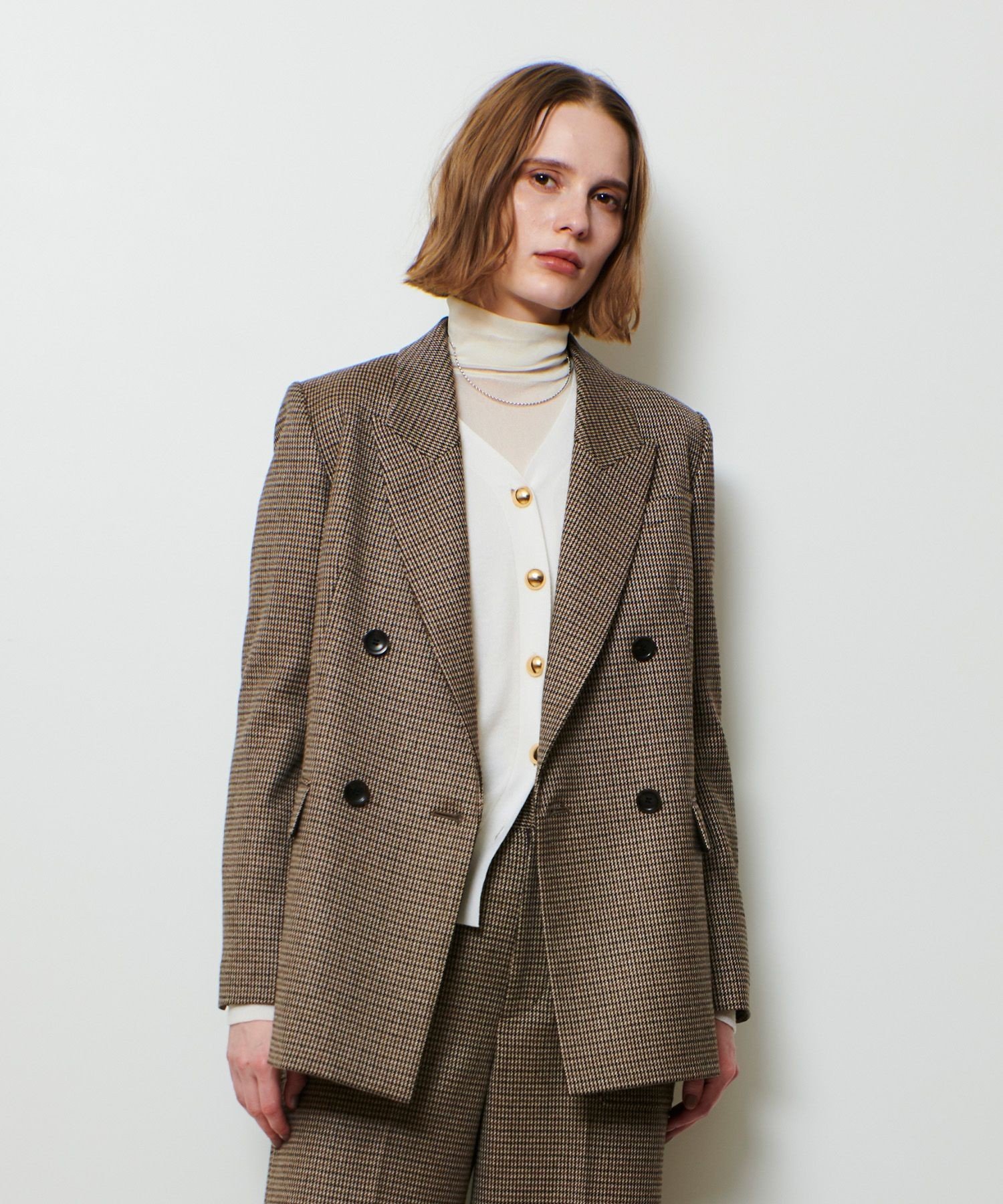 CHIC TWEEDダブルジャケット アルアバイル ジャケット・アウター テーラードジャケット・ブレザー ブラウン ブラック