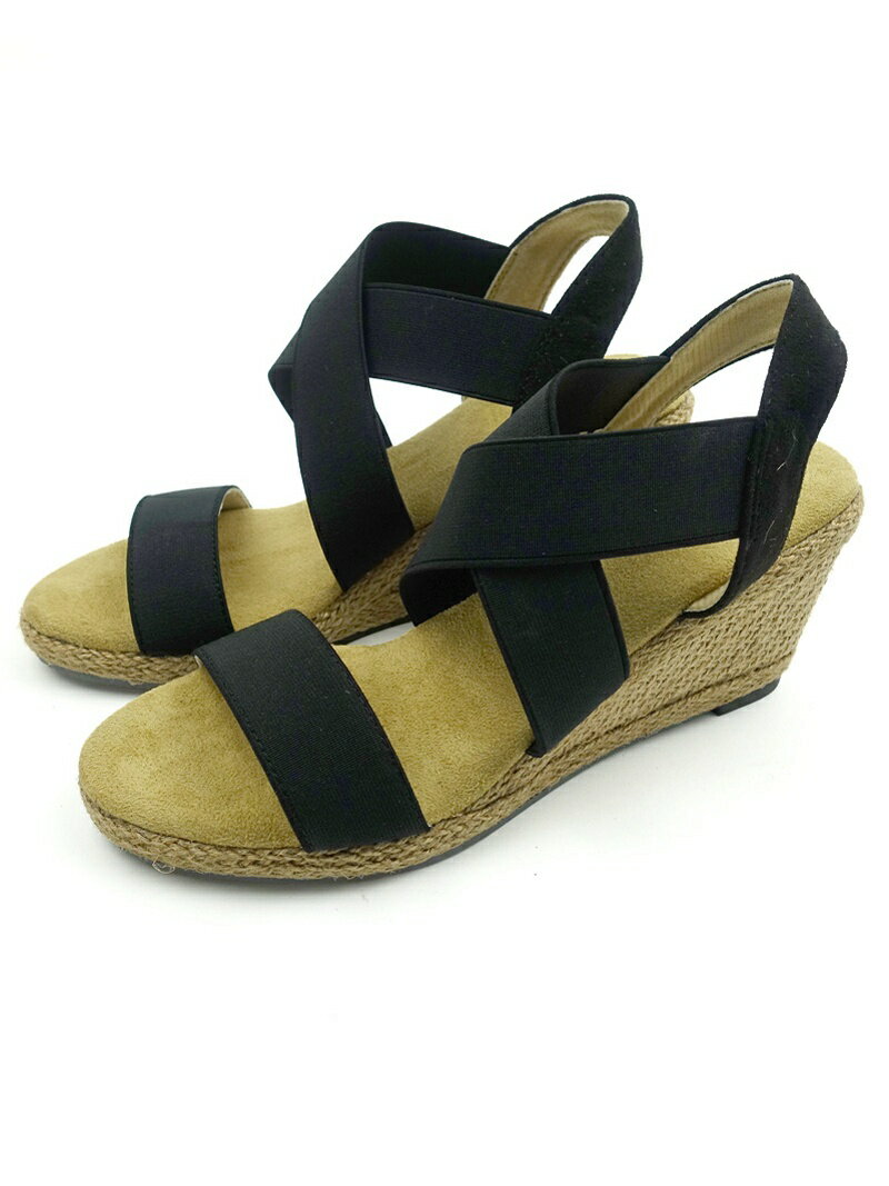 【SALE／74%OFF】Scramble 甲ゴムクロスベルトウェッジサンダル ジュート巻き スクランブル シューズ・靴 サンダル ブラック グレー ホワイトのサムネイル