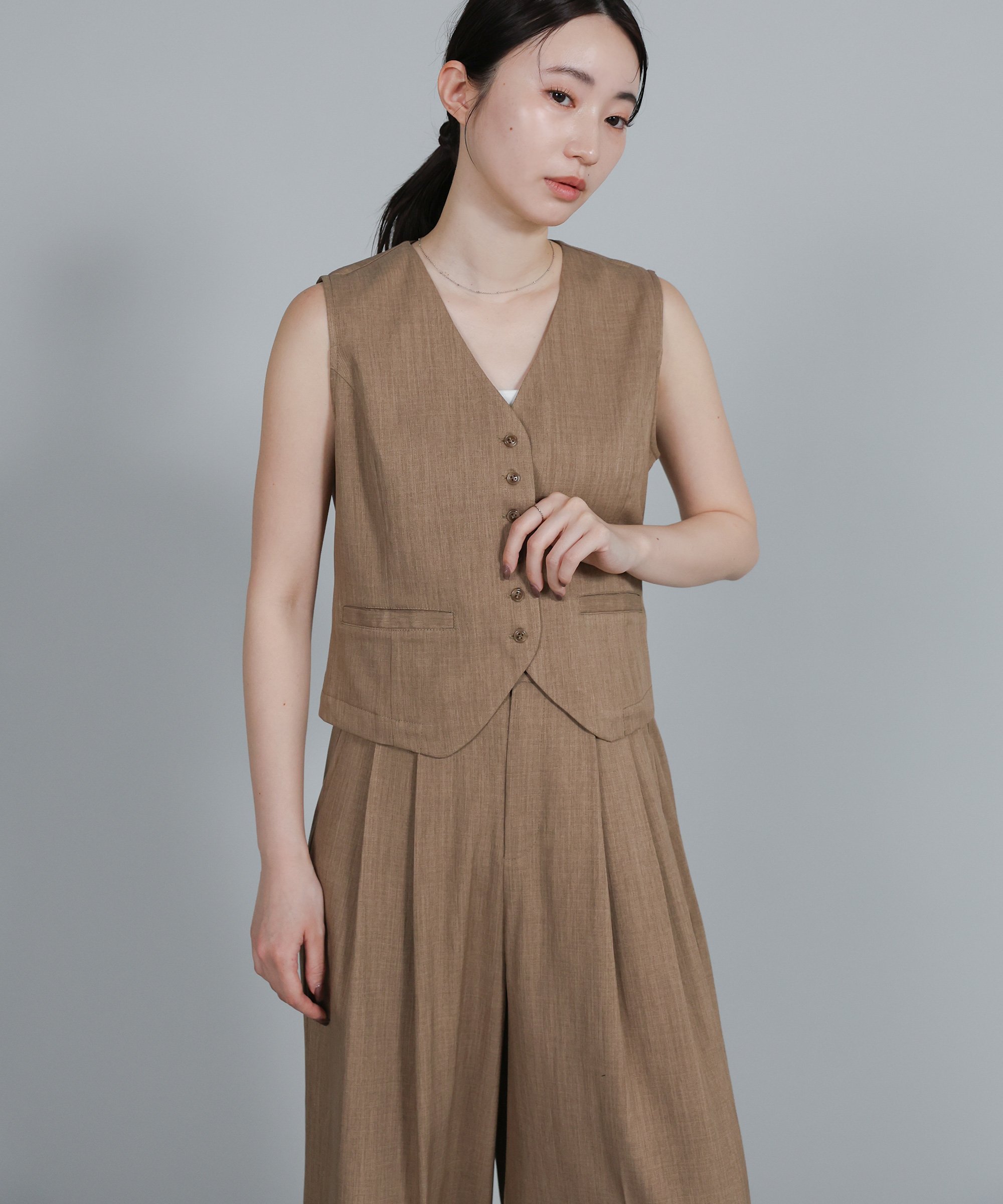 SELECT MOCA 【Et】Mannish Vest and Tuck Pants Set セレクトモカ スーツ・フォーマル セットアップスーツ【送料無料】 3