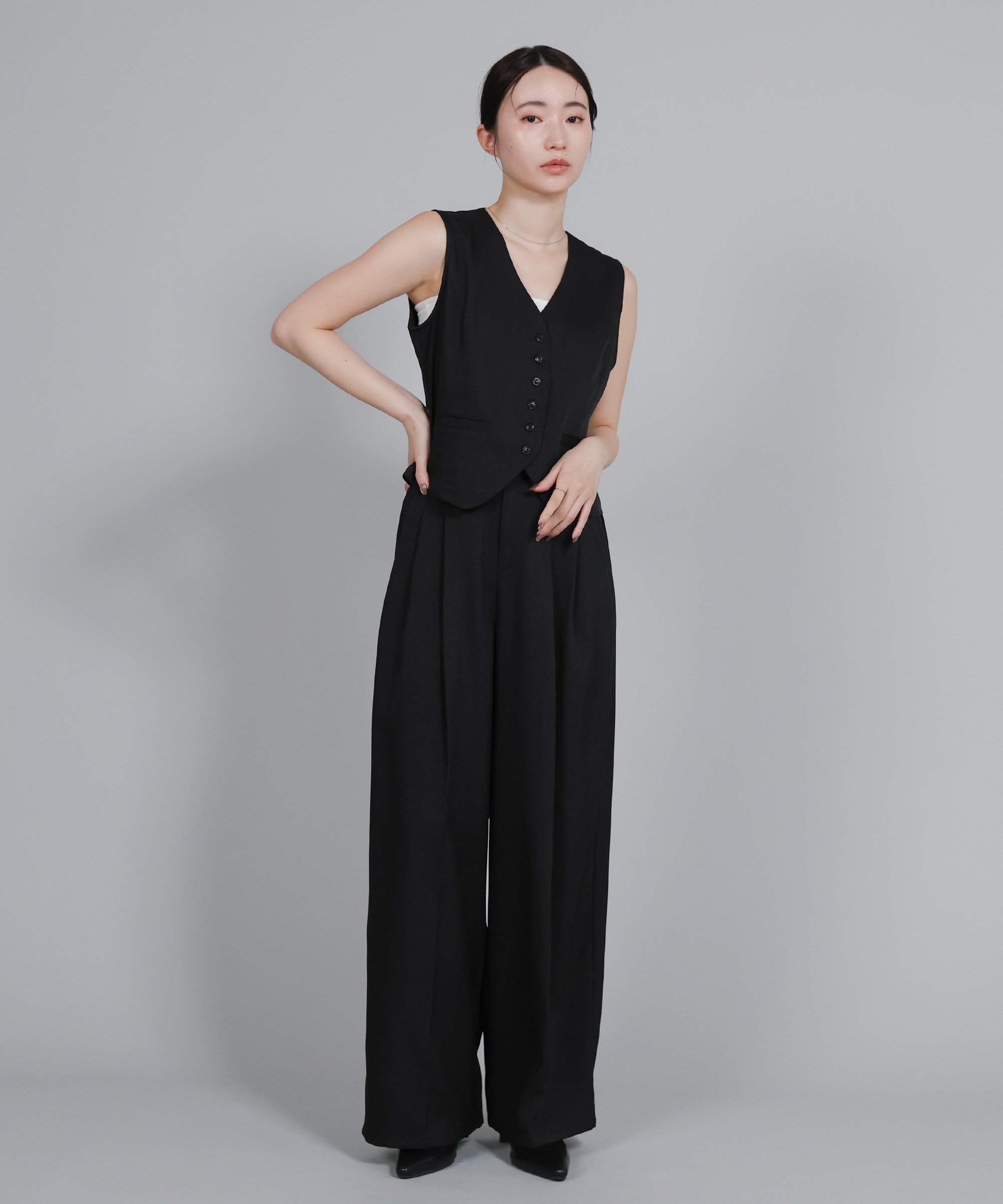 SELECT MOCA 【Et】Mannish Vest and Tuck Pants Set セレクトモカ スーツ・フォーマル セットアップスーツ【送料無料】 2