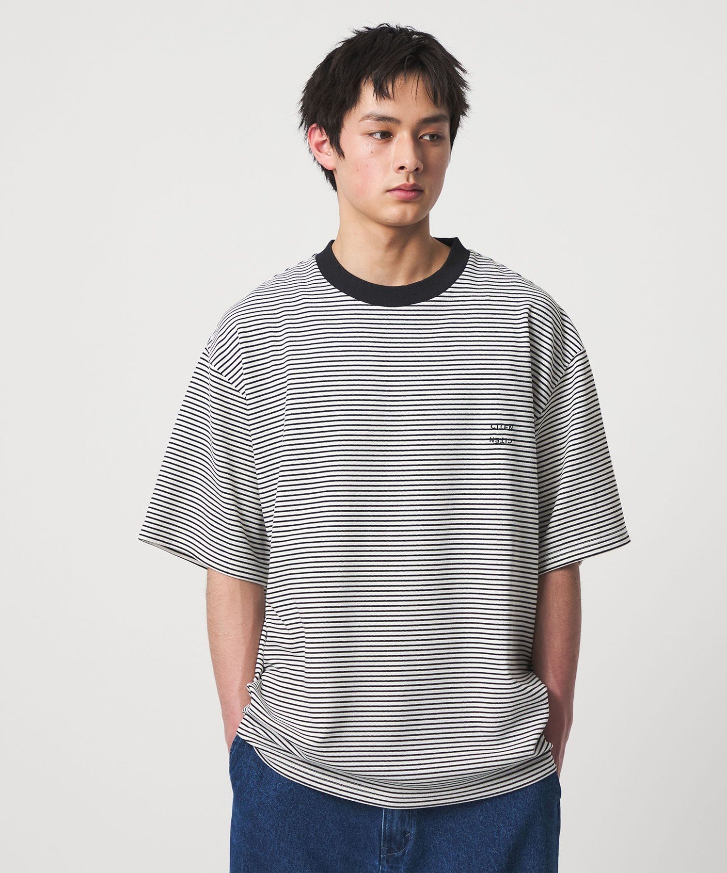 ＜CITEN＞リップルボーダーT シテン トップス カットソー・Tシャツ ブラック ホワイト