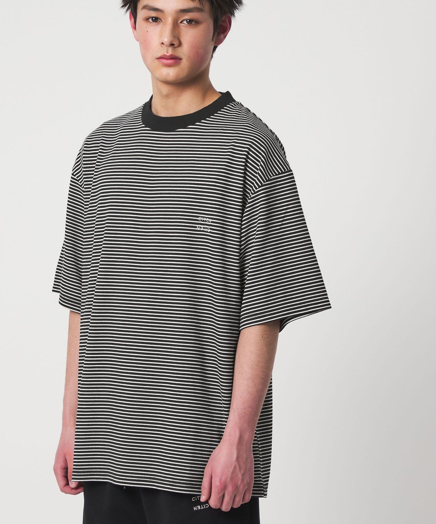 ＜CITEN＞リップルボーダーT シテン トップス カットソー・Tシャツ ブラック ホワイト
