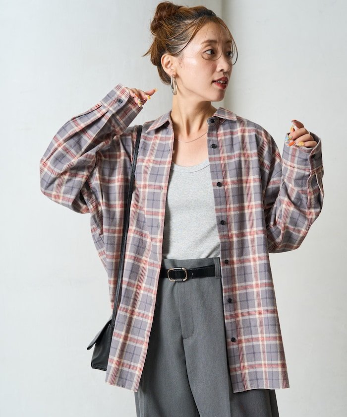 FREAK'S STORE 限定展開 ネルチェック ビッグ シャツ 26AW フリークスストア トップス シャツ・ブラウス ネイビー グリーン ブルー ブラウン ピンク グレー【送料無料】