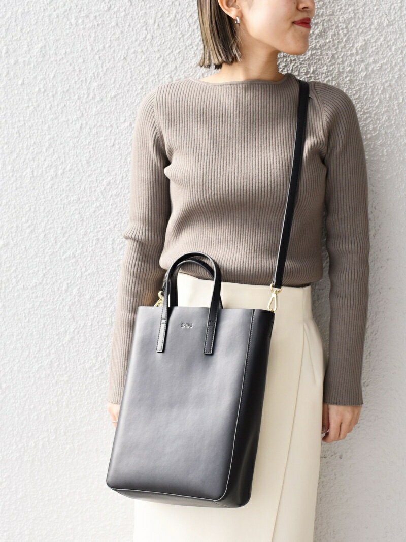 【SALE／50%OFF】SHIPS WOMEN リサイクルレザー ポーチ付き 撥水 2WAY A4 トート ◇ シップス バッグ トートバッグ ブラック ベージュ【送料無料】のサムネイル