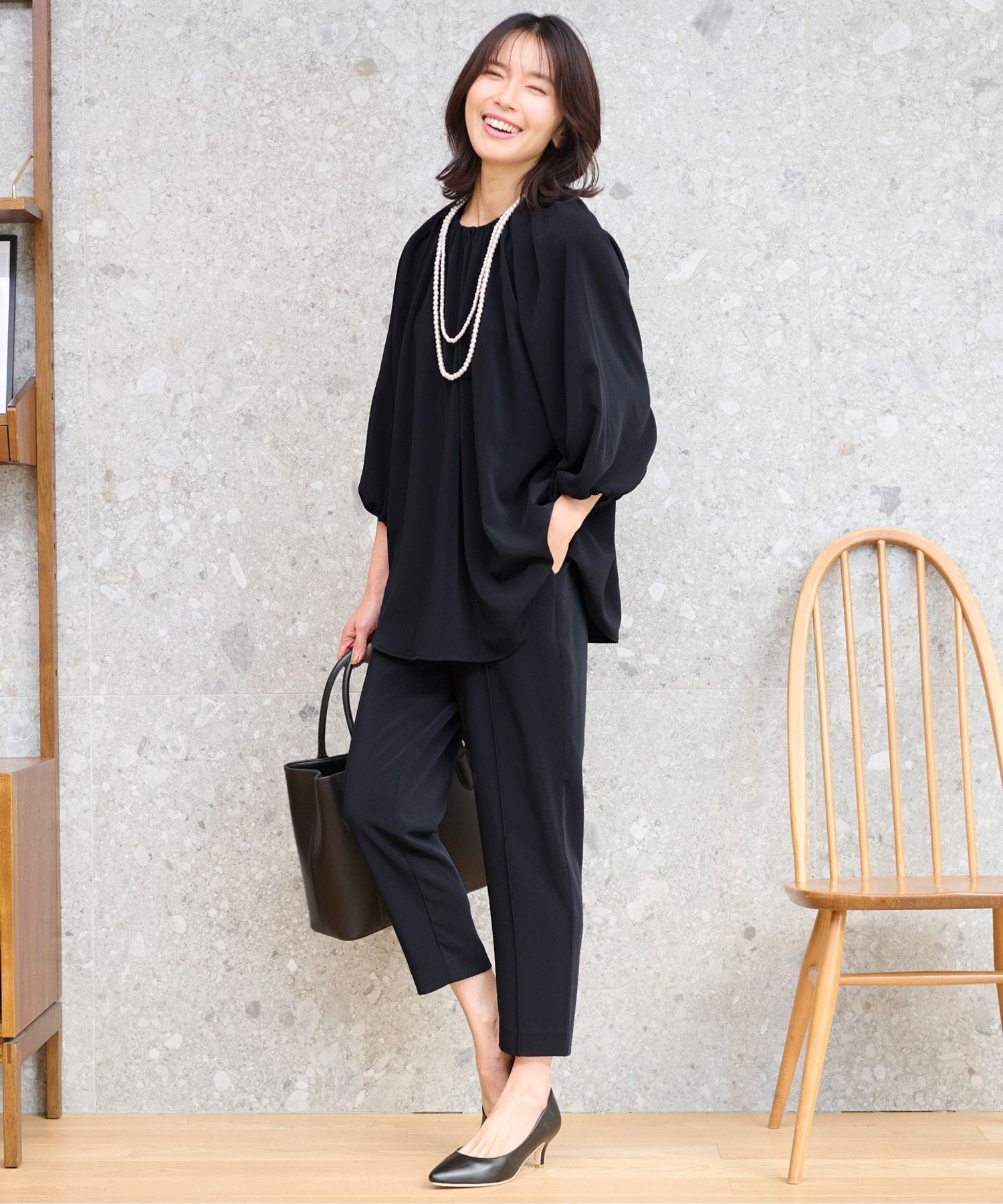 【SALE／20%OFF】any FAM 【セットアップ・洗える】フォーマルセットアップ(福田麻琴さんコラボ) エニィファム スーツ・フォーマル セットアップスーツ ネイビー グレー【送料無料】のサムネイル
