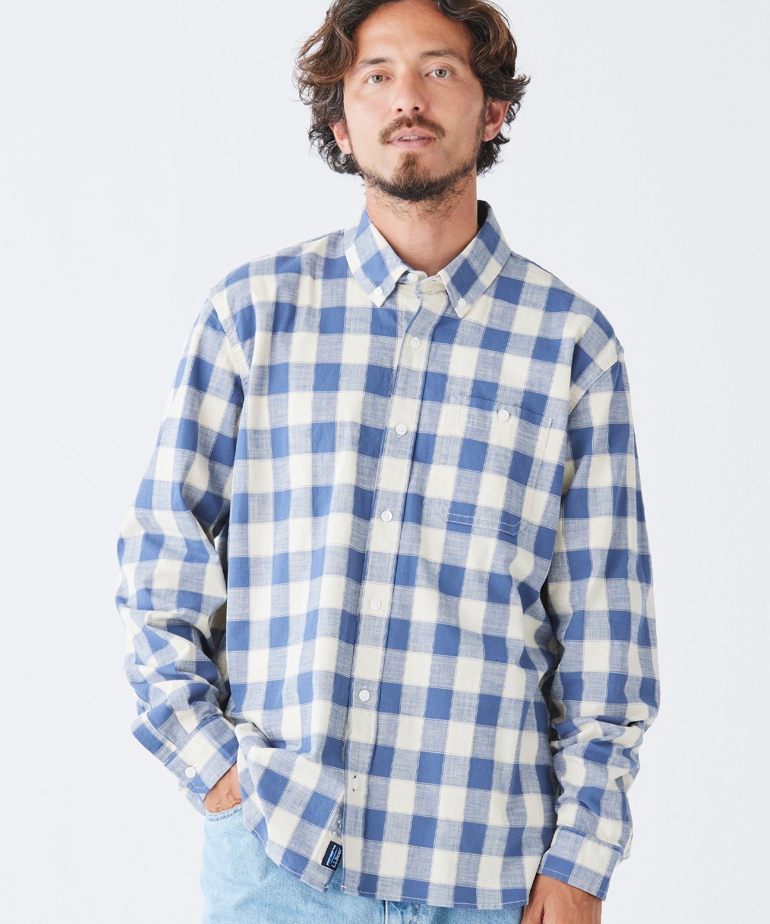 L LLBEAN シャツ ブルー エルエルビーン 青 L LLBEAN シャツ ブルー エルエルビーン 青