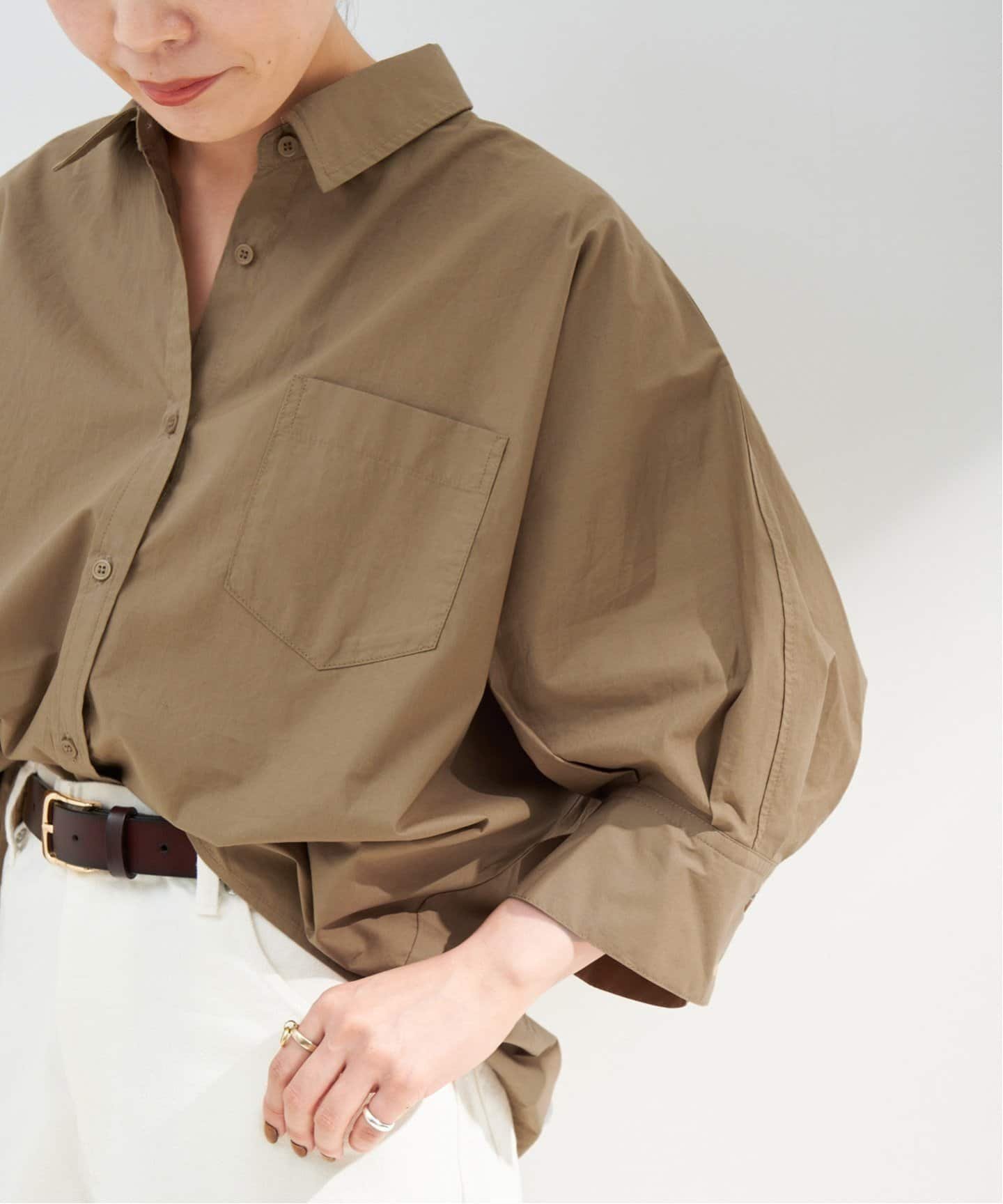 B.C STOCK 《追加》ドルマンカーブスリーブシャツ ベーセーストック トップス シャツ・ブラウス カーキ ホワイト ブルー【送料無料】