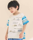 【SALE/30%OFF】Noeil aime BeBe ボーダー切り替え車プリント半袖Tシャツ(80~120cm) ベベ オンライン ストア トップス カットソー・Tシャツ グレー ブルー(4)