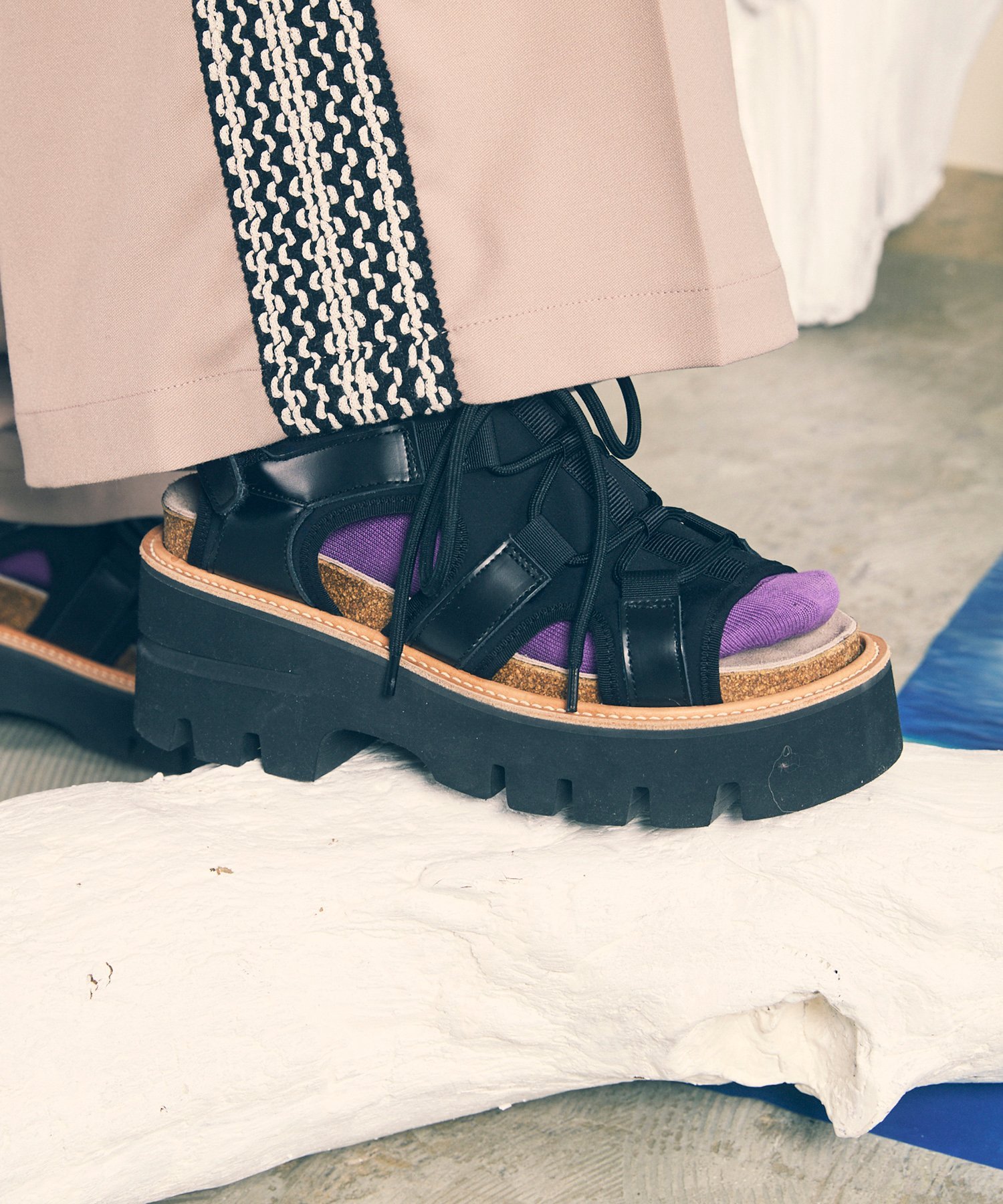 MAISON SPECIAL 【SPECIAL SHOES FACTORY COLLABORATION】Cork Sole Sport Sandal Made In TOKYO メゾンスペシャル シューズ・靴 サンダル ブラック ホワイト【送料無料】