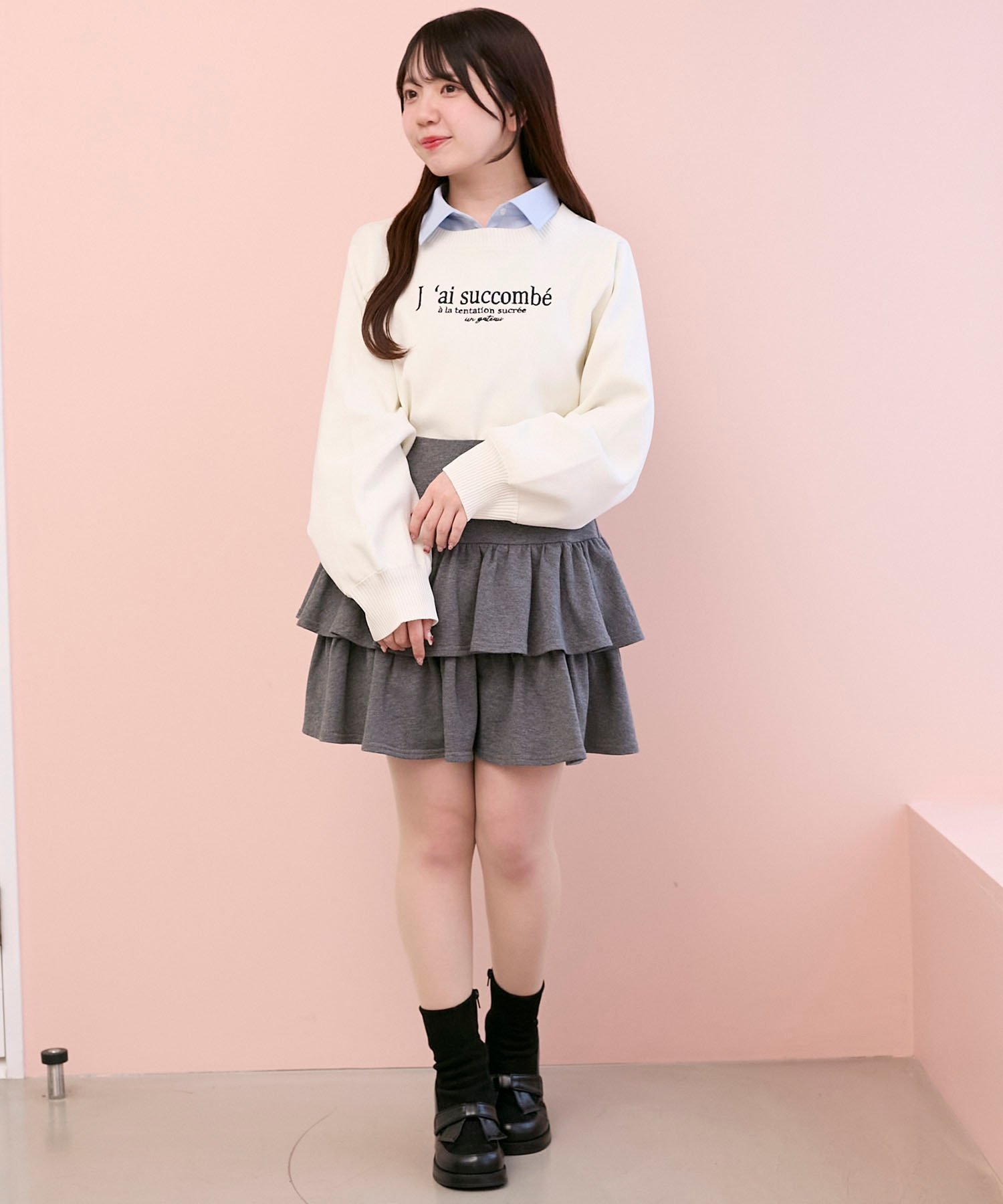 MAJESTIC LEGON エンブロイダリーロゴニット マジェスティックレゴン トップス ニット ホワイト
