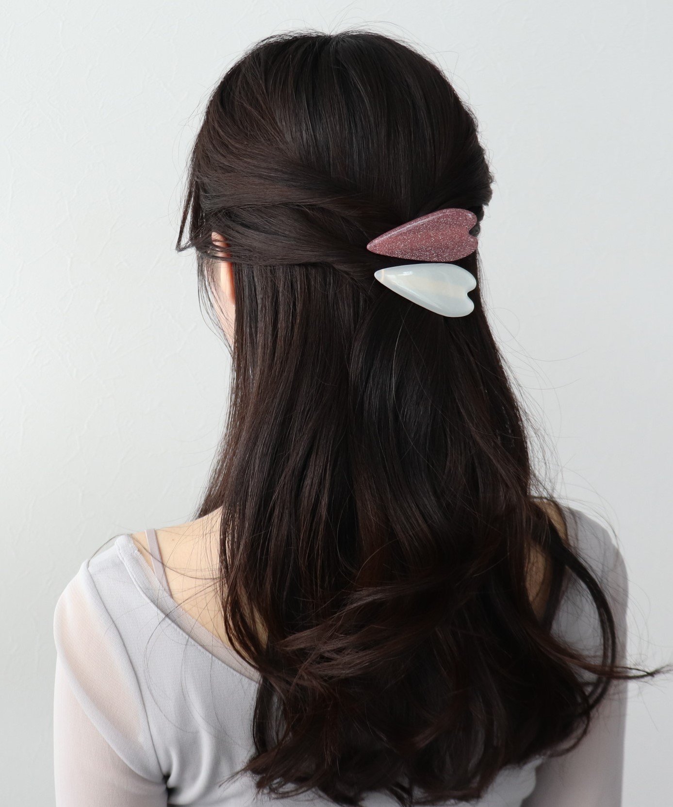 Three Four Time Three Four Time/ハートアセチセットクリップ スリーフォータイム ヘアアクセサリー バレッタ・ヘアクリップ・ヘアピン ホワイト ブラック ピンク